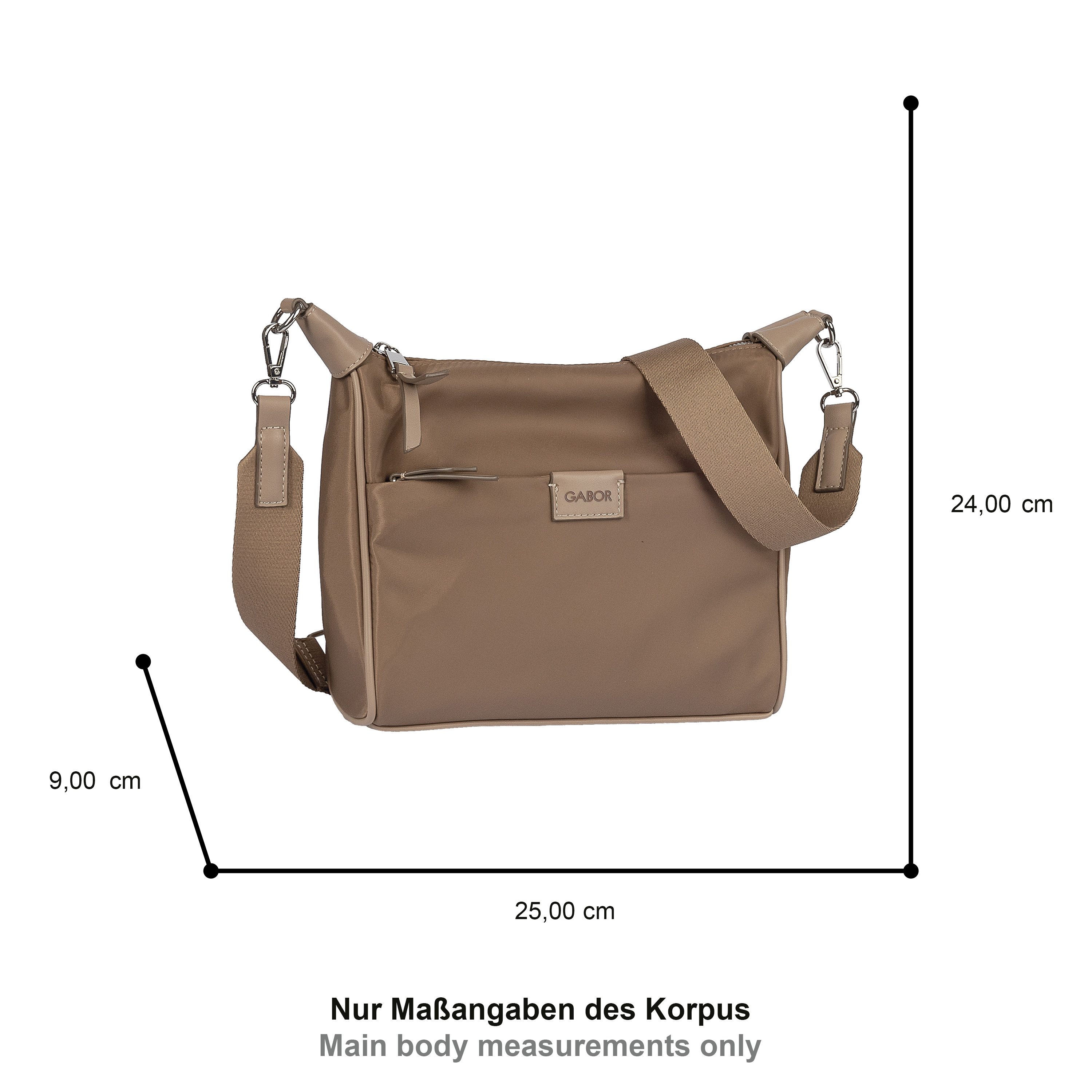 Gabor Umhängetasche Brisa, Nylon trifft auf glattes Lederimitat mit Metallzipper & viel Stauraum