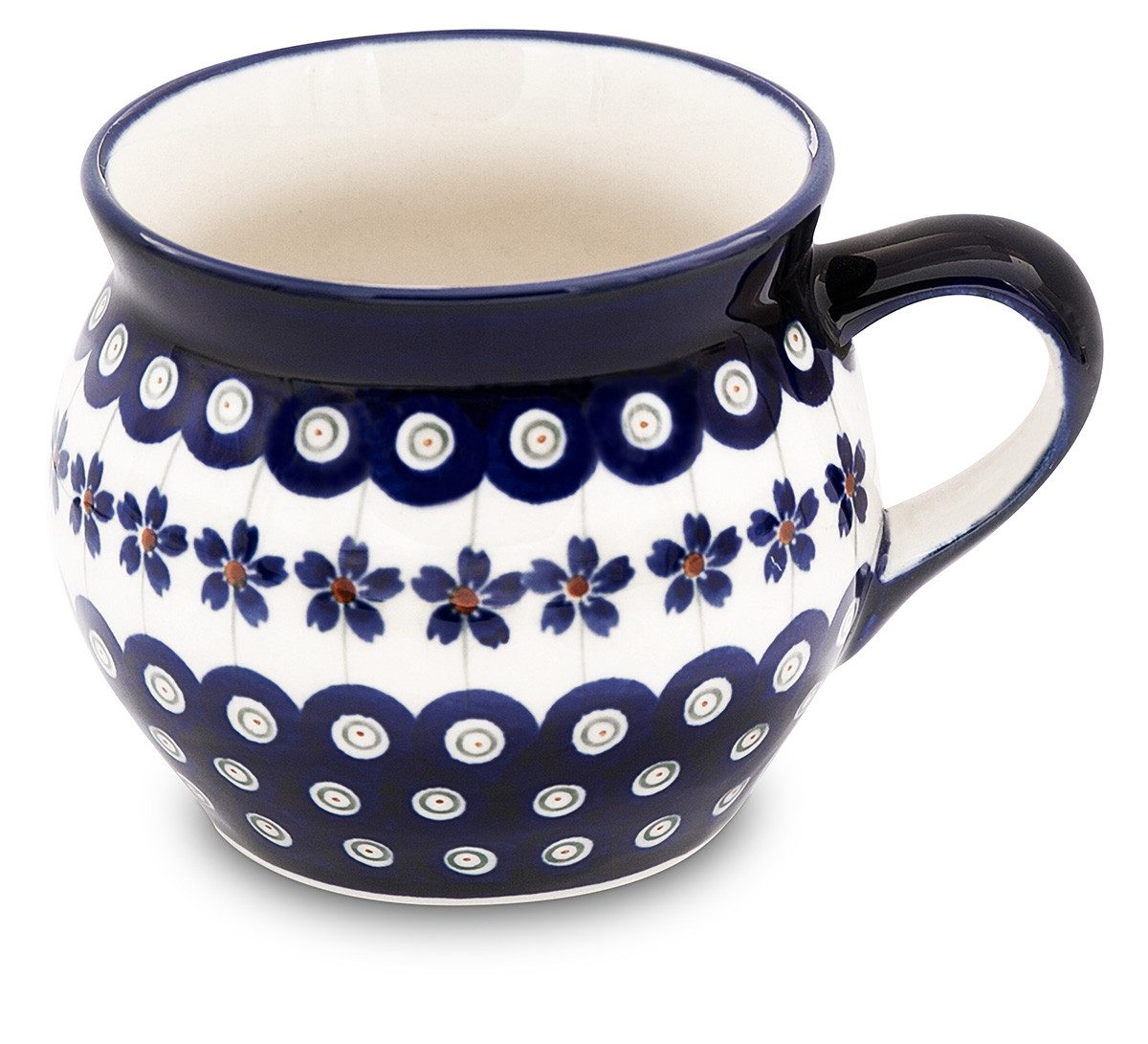 Bunzlauer Keramik Becher Bunzlauer Keramik 420 ml Kugelbecher, groß rund Kaffeebecher Dekor166a, Keramik