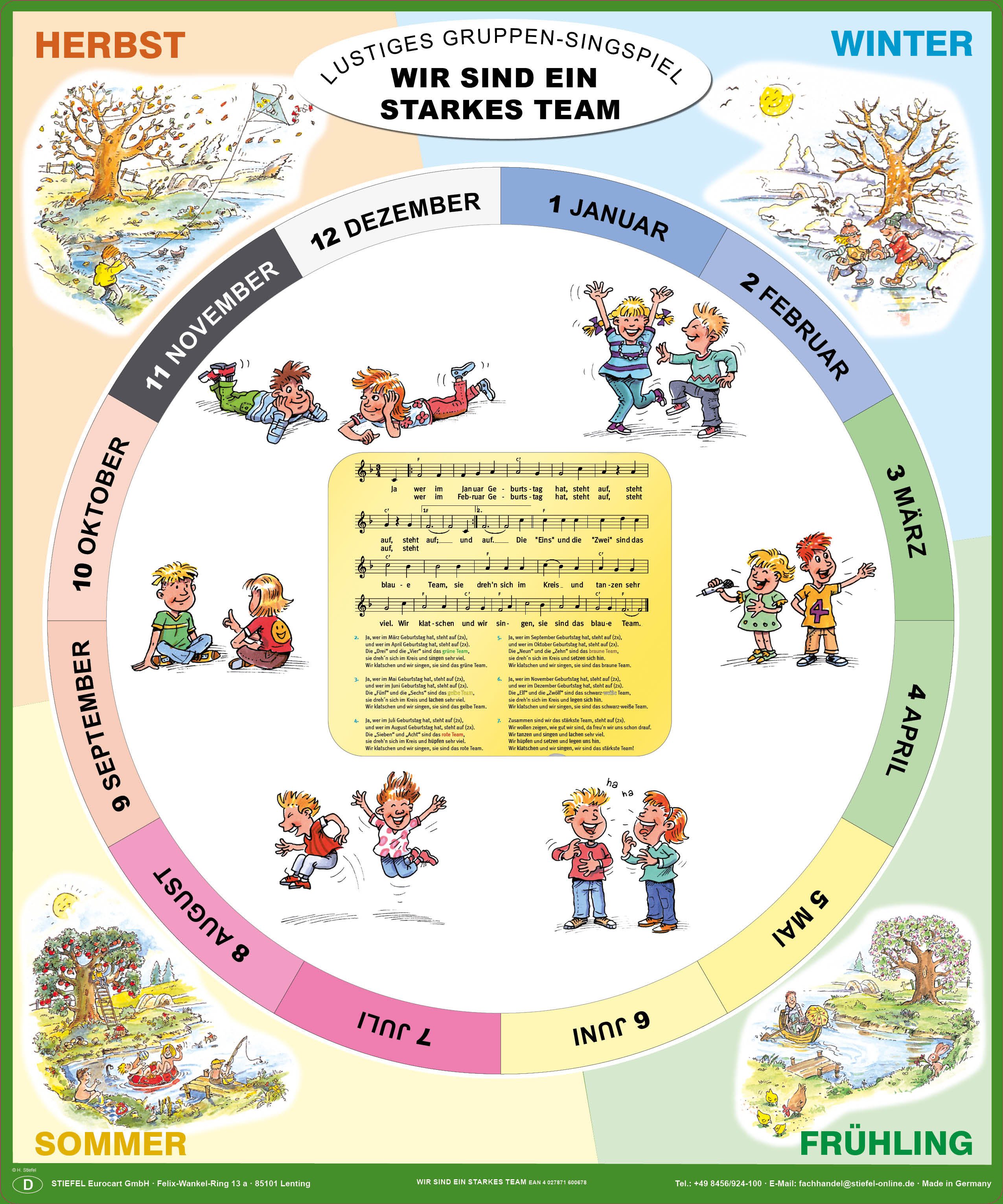 STIEFEL Poster Lied „Wir sind ein starkes Team“ auf EasyClip-Stoffkarte, 100x105cm
