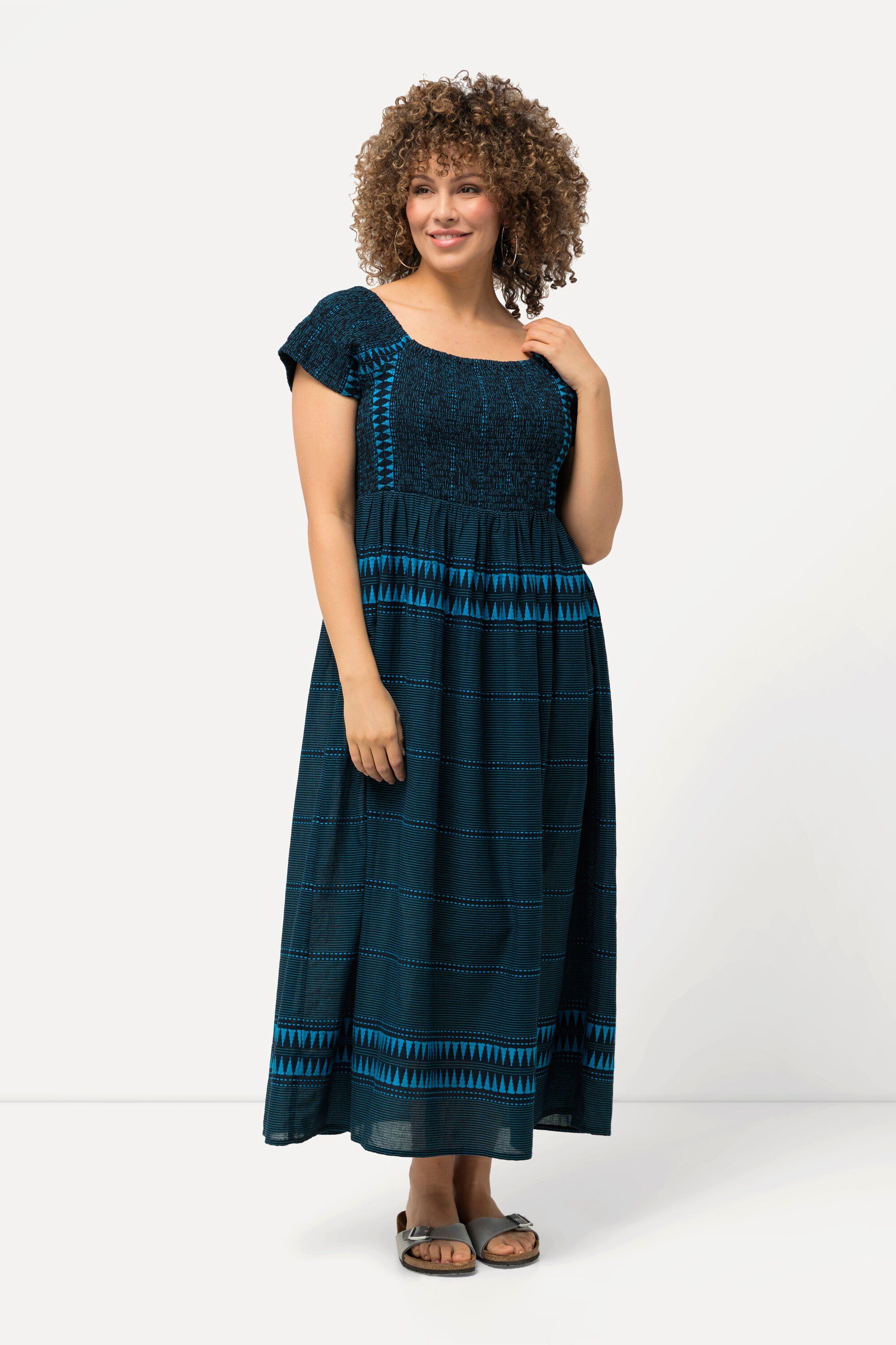 Ulla Popken Maxikleid Maxikleid Ethnomuster Carree-Ausschnitt günstig online kaufen