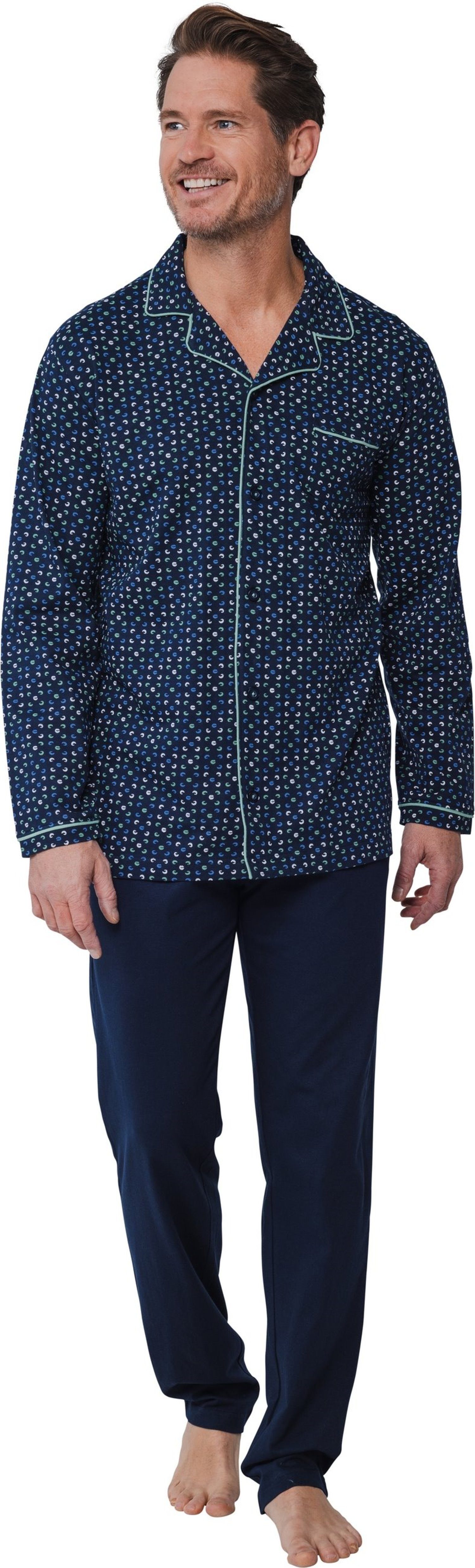 Schlafanzug Herren Pyjama geknöpft