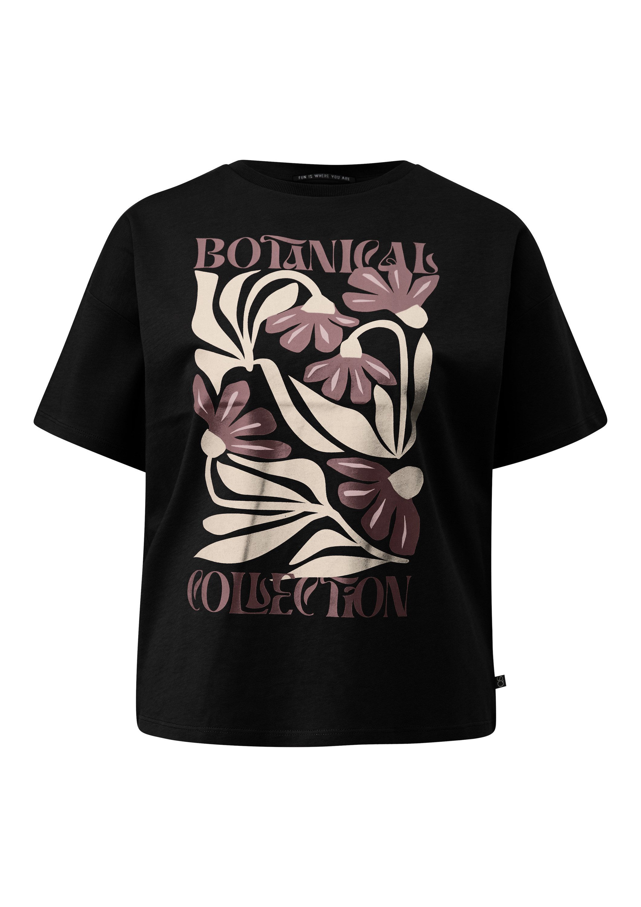 QS Kurzarmshirt T-Shirt Baumwollshirt mit überschnittener günstig online kaufen