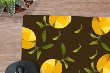 MuchoWow Gaming Mauspad Zitrone - Obst - Muster - Origami (1-St), Mousepad mit Rutschfester Unterseite, Gaming, 40x40 cm, XXL, Großes