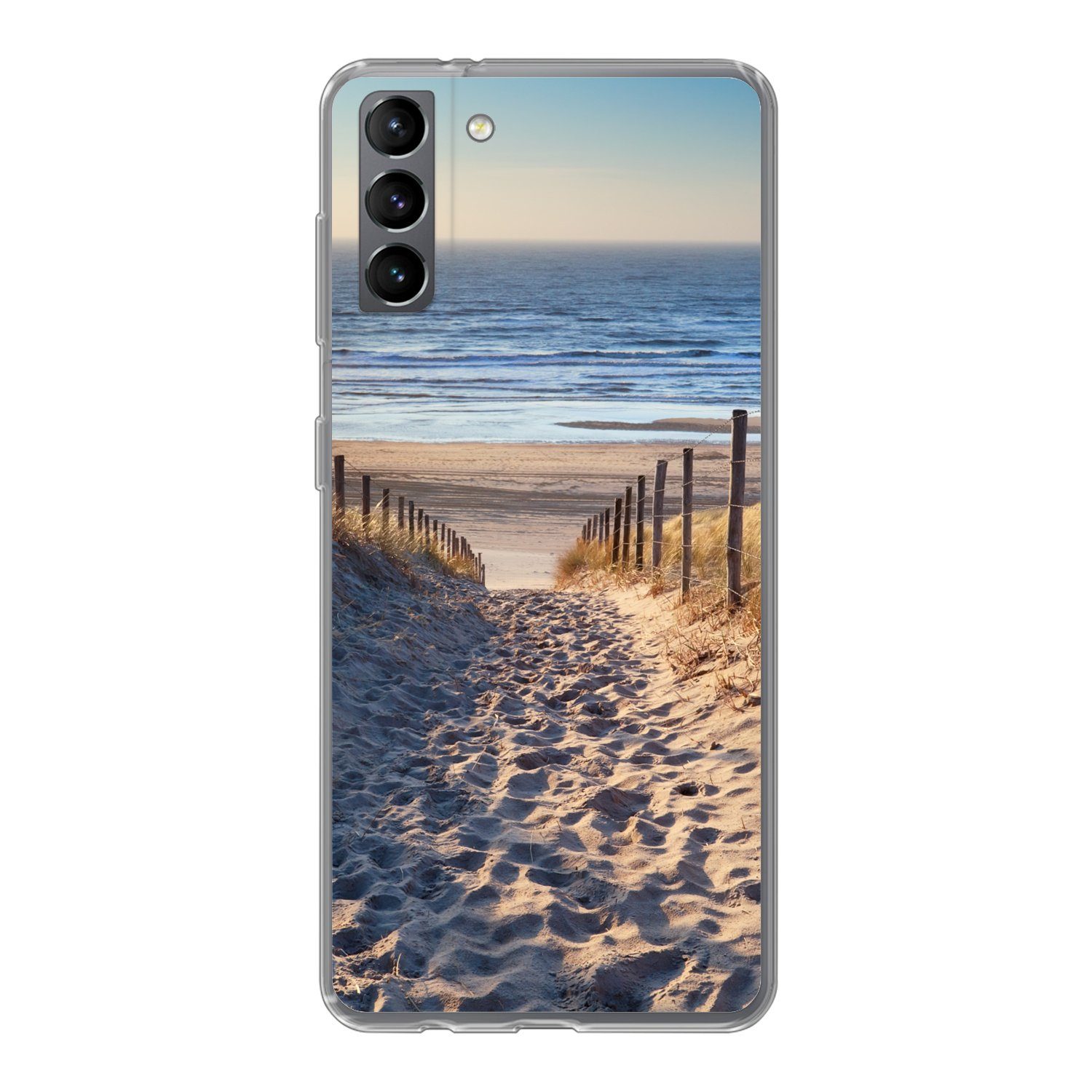 MuchoWow Handyhülle für Samsung Galaxy S21 Plus Strand - Meer - Niederlande - Dünen - Sonn, Phone Case, Silikon, Schutzhülle Dünn