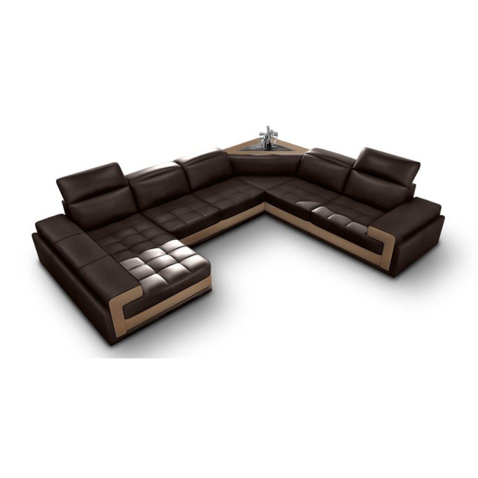 XXL Couch U Sofa Big Sitz JVmoebel Wohnlandschaft FlawilS Form Ecksofa, Ledersofa