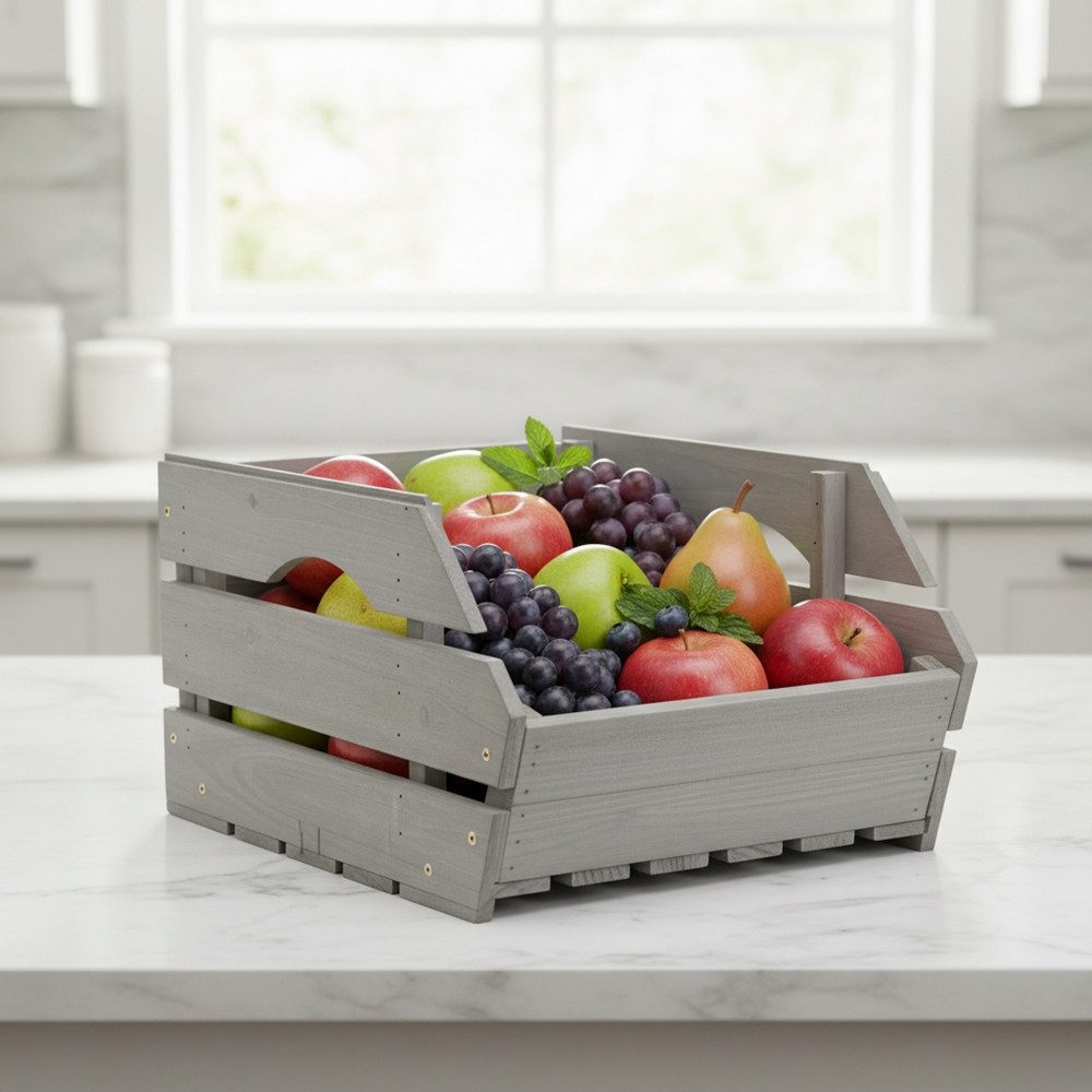 Melko Weinkiste Kartoffelkiste Obstkiste mit Griffen Aufbewahrungskiste (seitliche Grifföffnungen erleichtern das Tragen, mehrere Kisten lassen sich sicher), stapeln