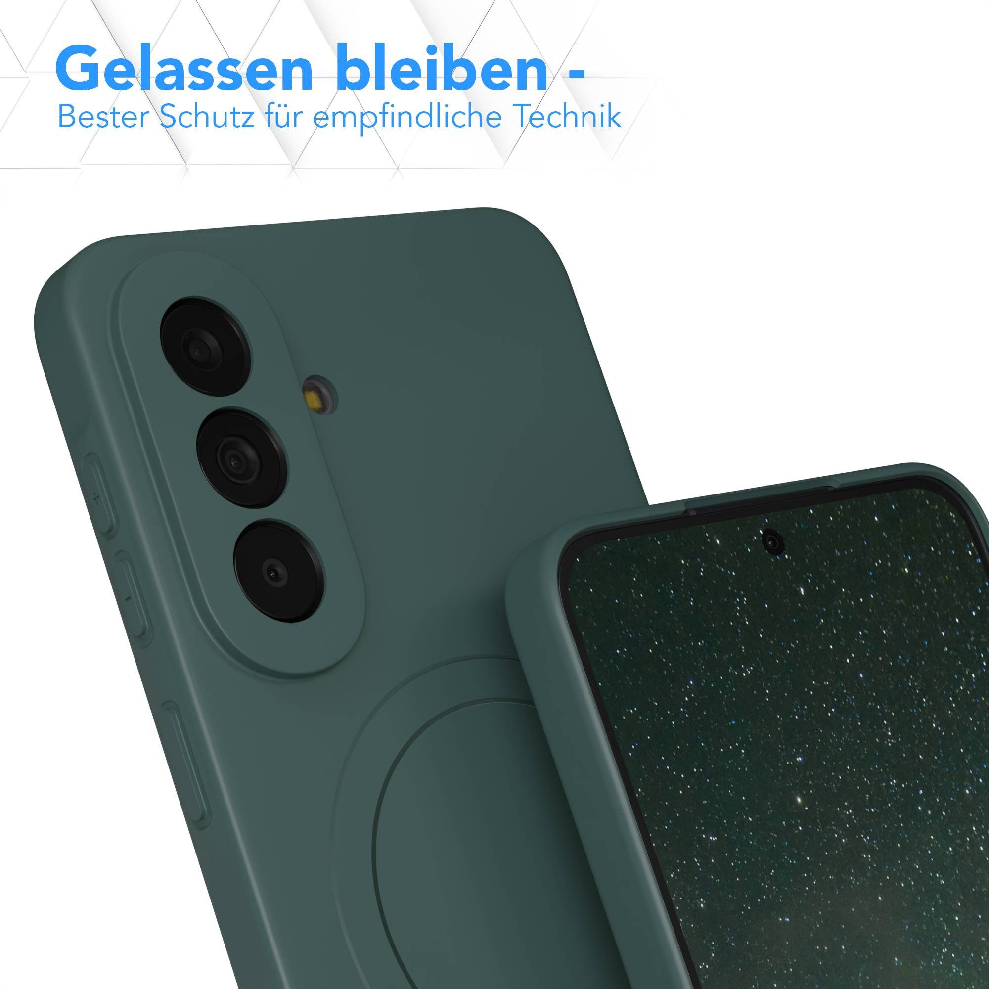 EAZY CASE Handyhülle Samsung Galaxy A57 MagSafe TPU / Silicon Coating Case 6,7 Zoll, MagSafe Case Silikon kratzfestes Bumper Cover Qi-Charging Dunkelgrün – Bild 4 von 5
