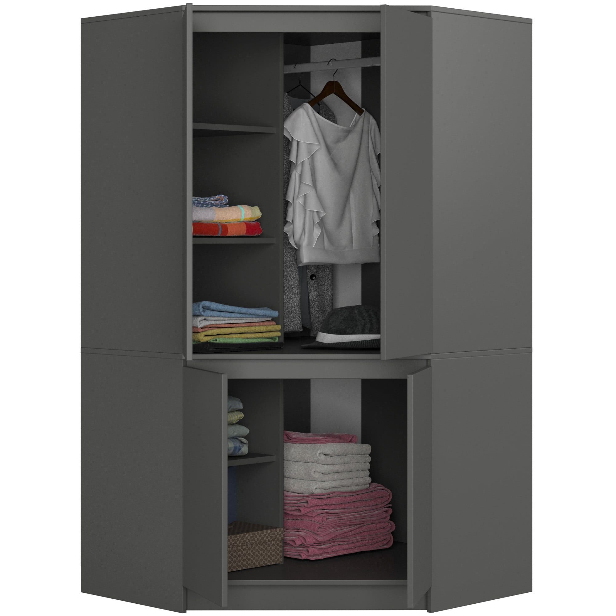 Raumhirsch Furniture Kleiderschrank Moderner Kleiderschrank - Zeitloser Stauraum - Garderobenschrank Robuste Verarbeitung, Maße: 100x180x50 cm, 4 Türen, ABS Kanten