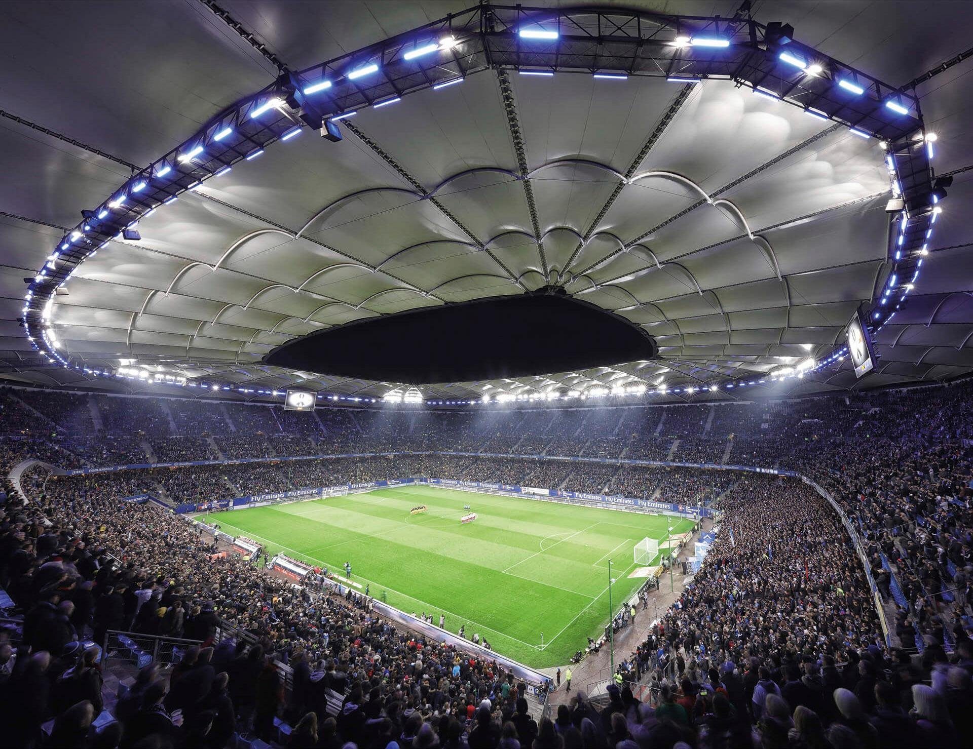 Wall-Art Vliestapete Hamburger SV im Stadion bei Nacht