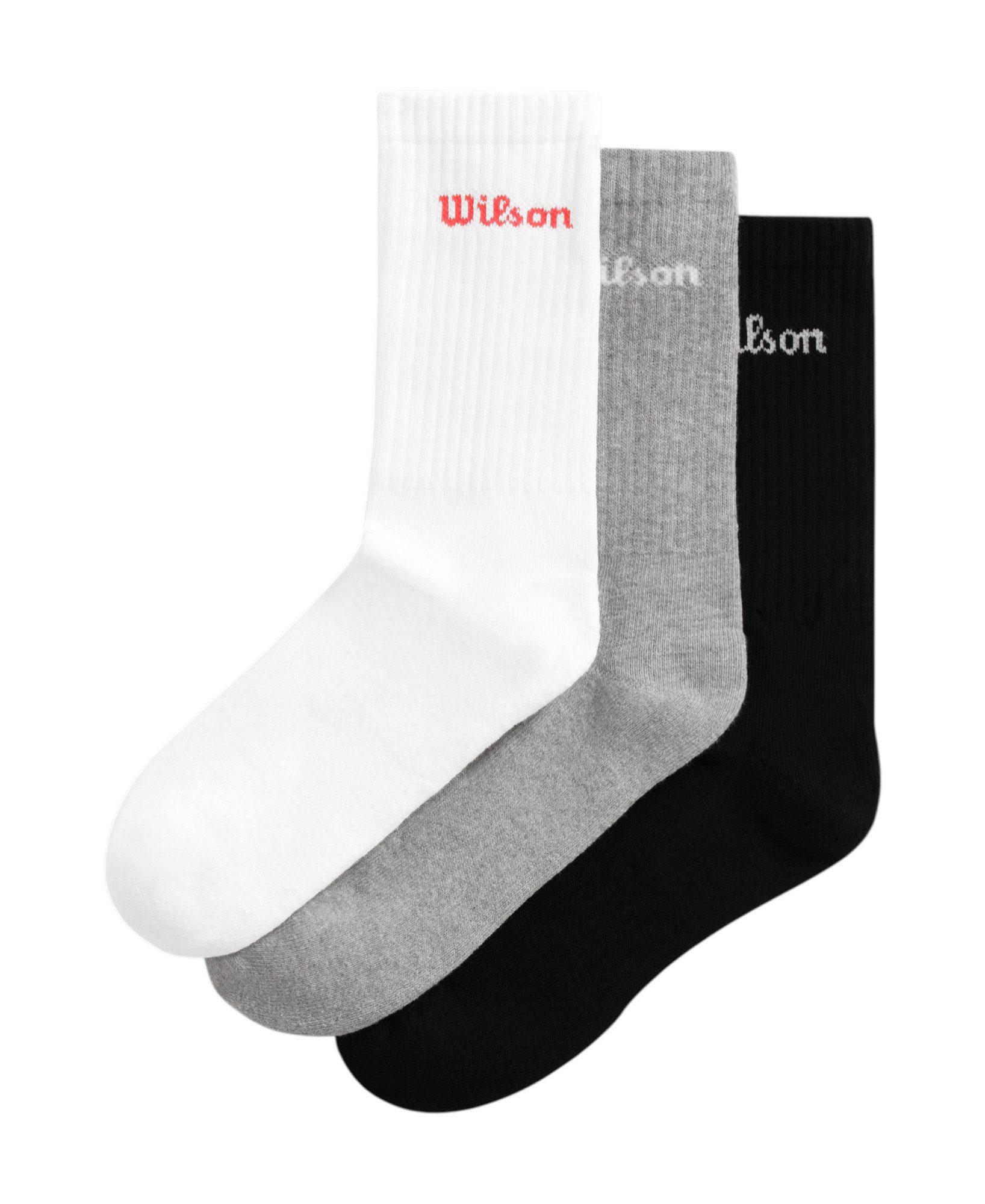 Wilson Tennissocken Crew Logo weiss/grau/schwarz Herren - 3 Paar