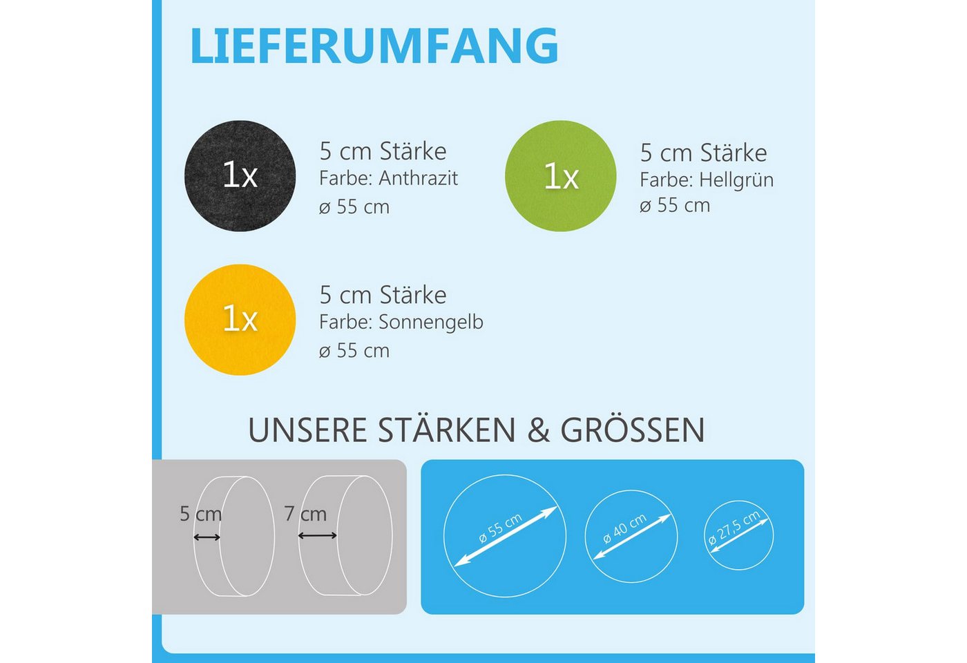 Thumbnail - platino24 Wandpaneel 3 Akustik Schallabsorber aus Basotect ® G+ / Kreis Ø 55 cm Multicolore