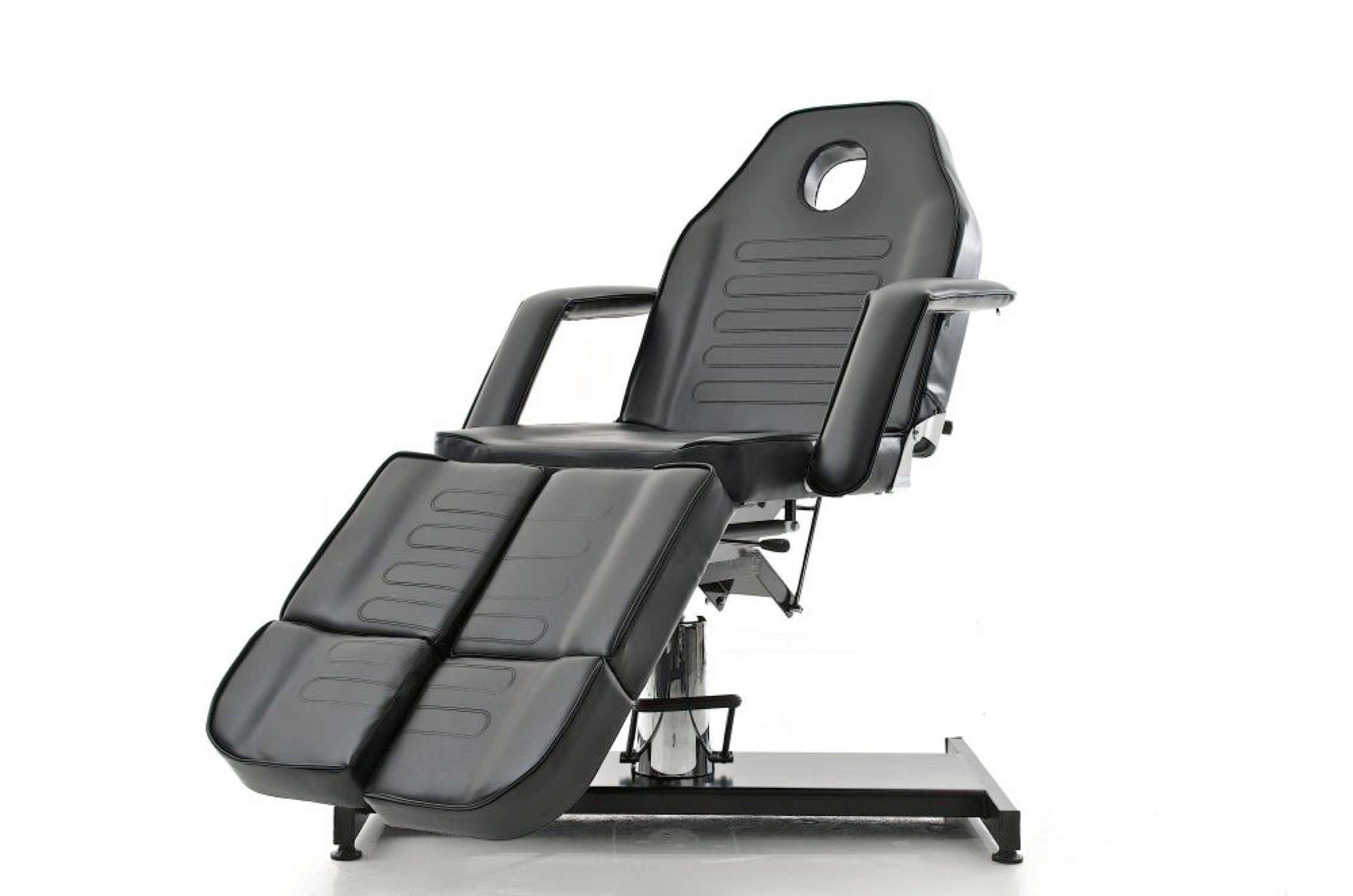 TPFLiving Massageliege Sphere - Hydraulische Kosmetikliege (Massagebett 360° drehbar. Sitzhöhe 60 - 75 cm, Massagesessel bis zu 400 kg belastbar), mit Feinzellenschaumstoff gepolstert - Material: Kunstleder schwarz