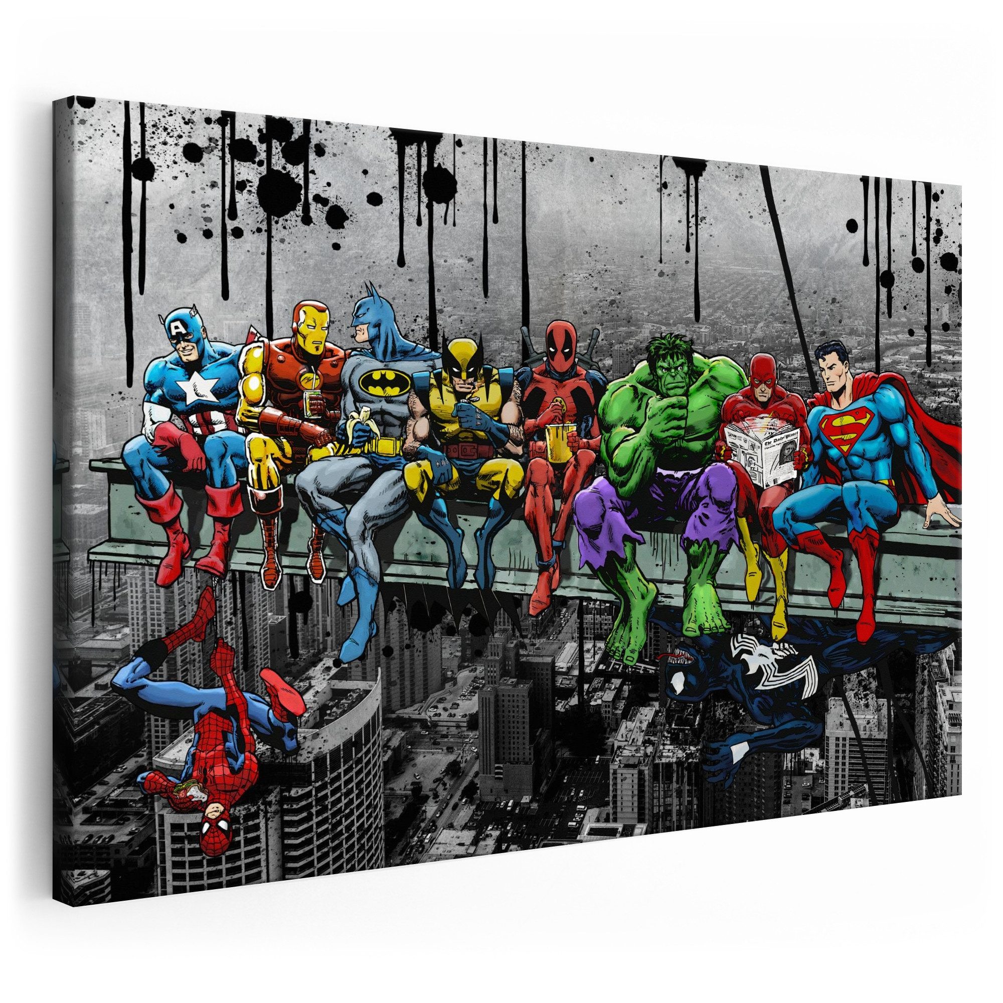 Artmazing Leinwandbild Super Hero Lunch Time, XXL Leinwand 120x80, Poster & Kunstdrucke, Super Hero Lunch Time