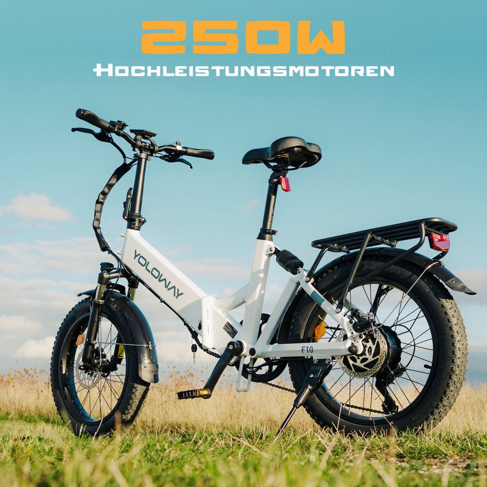 Thumbnail - Vankel E-Bike Faltrad Klapprad Elektrofahrrad mit 20*3,0 Zoll Reifen, Fatbike, 7 Gang SHIMANO, Kettenschaltung, Heckmoto...