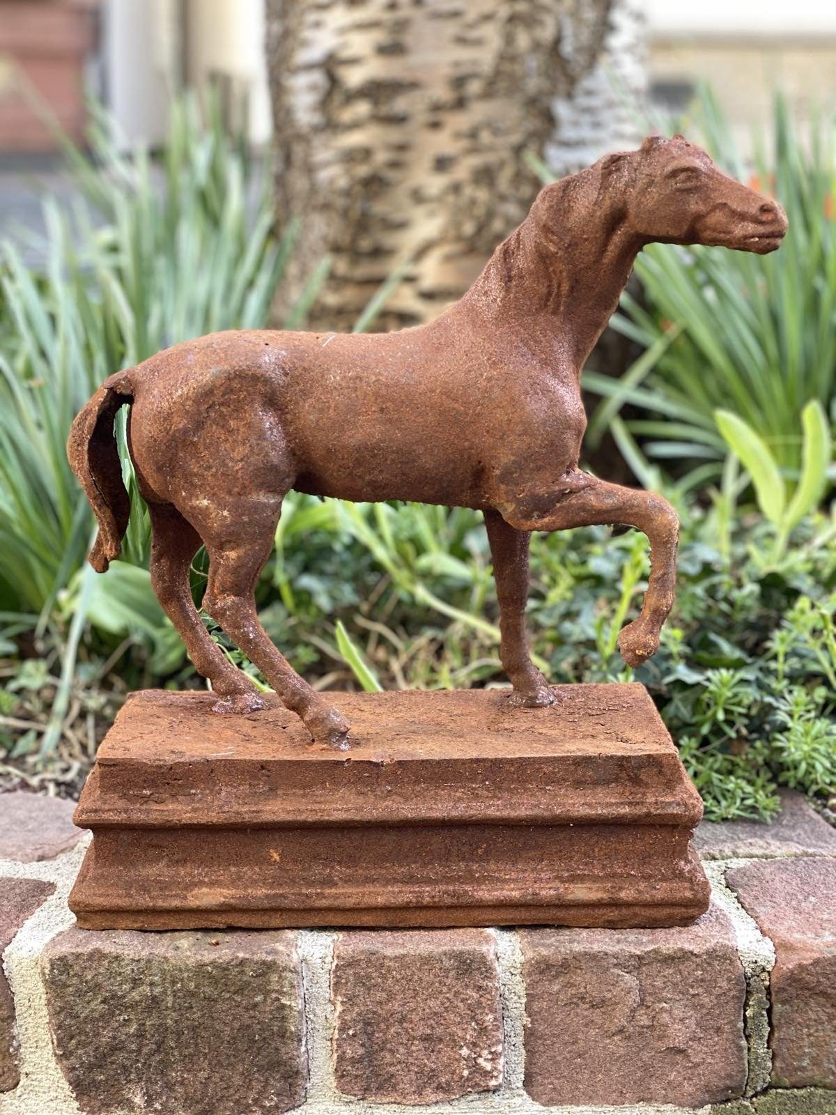 Antik-Stil Figur 38 Aubaho links Garten Skulptur Gartenskulptur - Pferd Eisen Gartenfigur