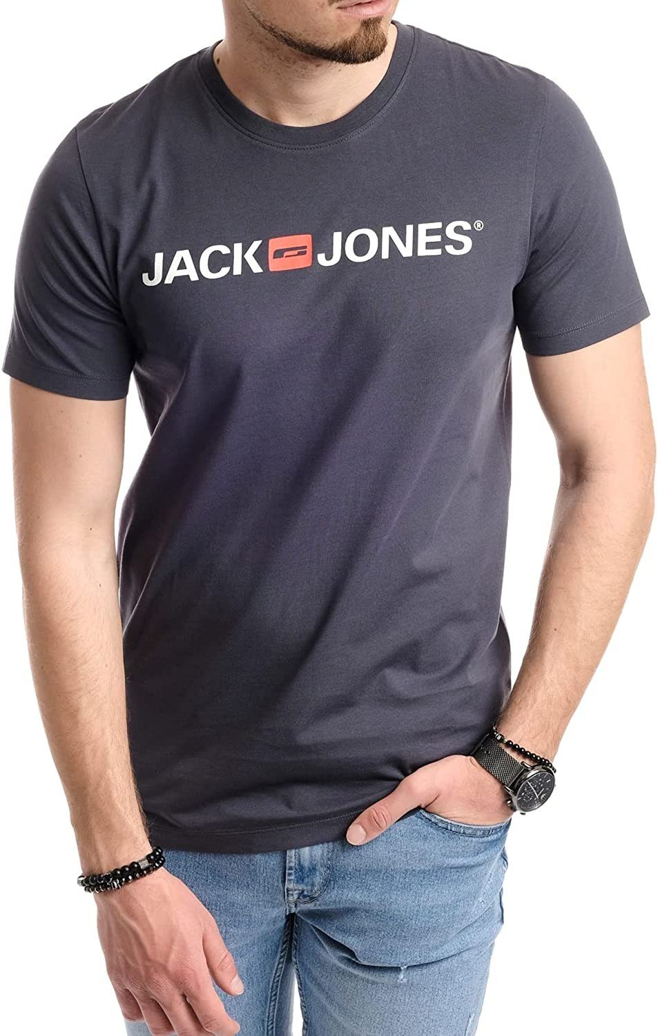 Jack & Jones mit Rundhalsausschnitt, Print-Shirt Baumwolle Ombre aus Blue