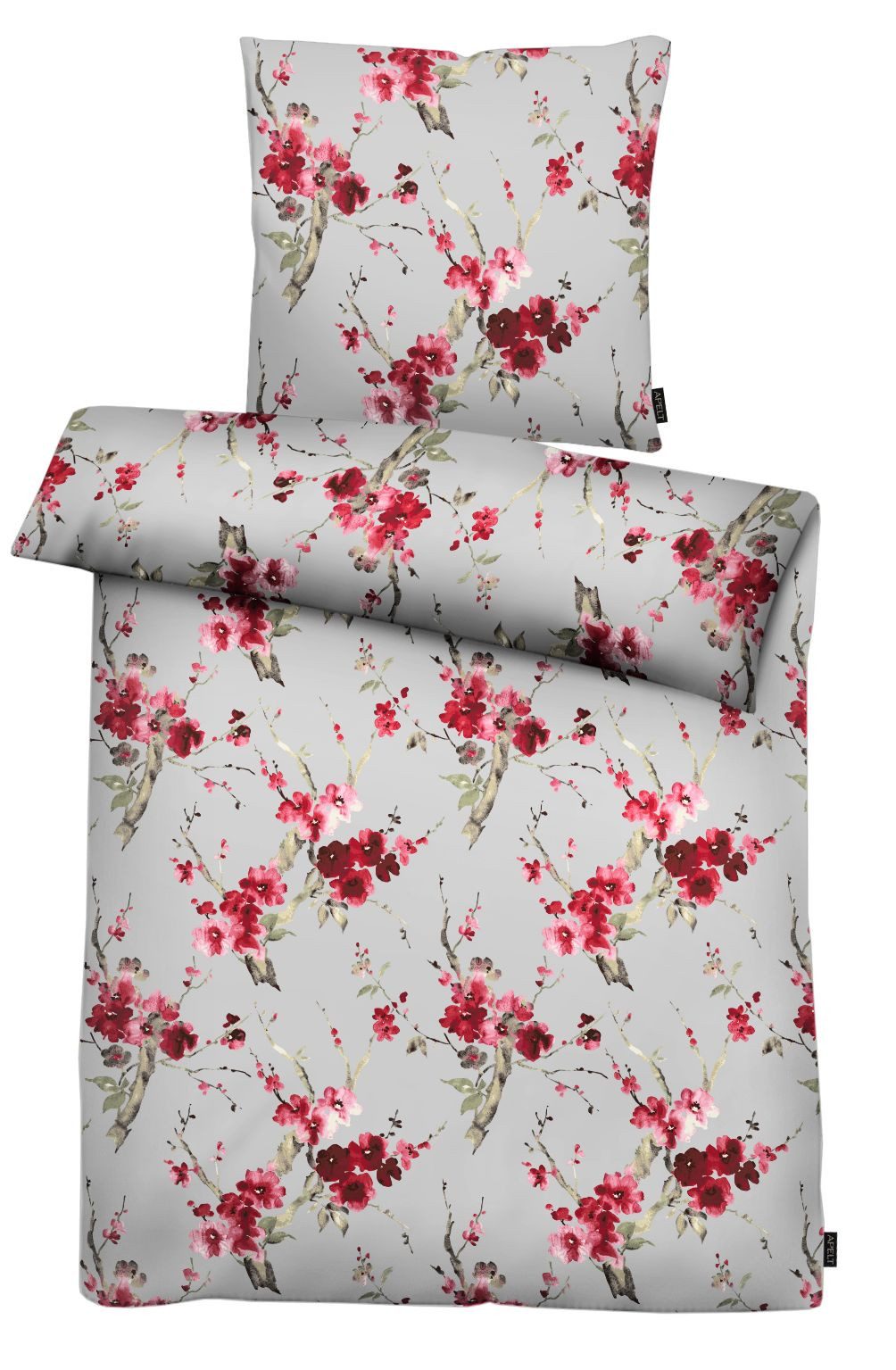 APELT Bettwäsche Hanami, Satin (Bio-Baumwolle), 2 teilig, Blütenzweig