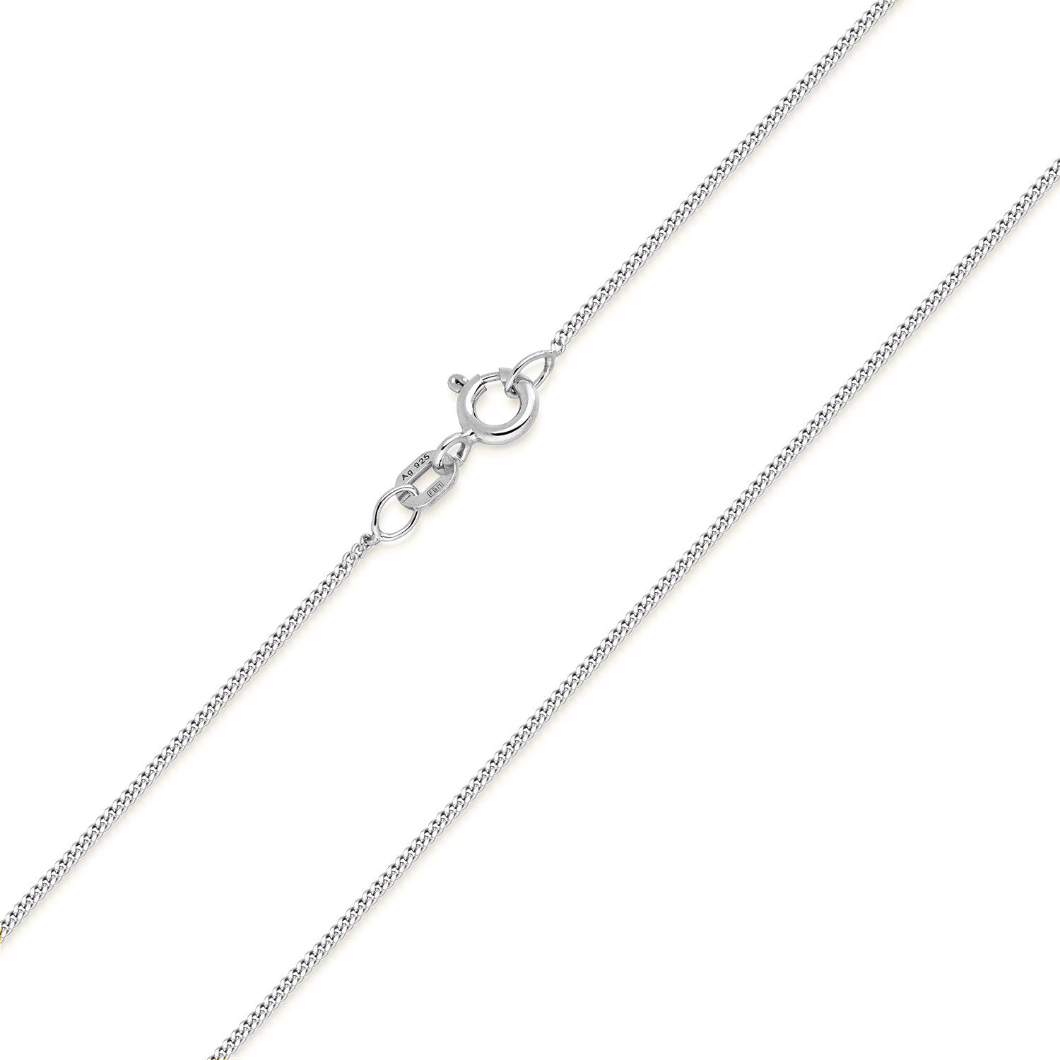 Materia Silberkette Damen Panzerkette Silber fein 1mm 40-120cm K32, 925 Sterling Silber