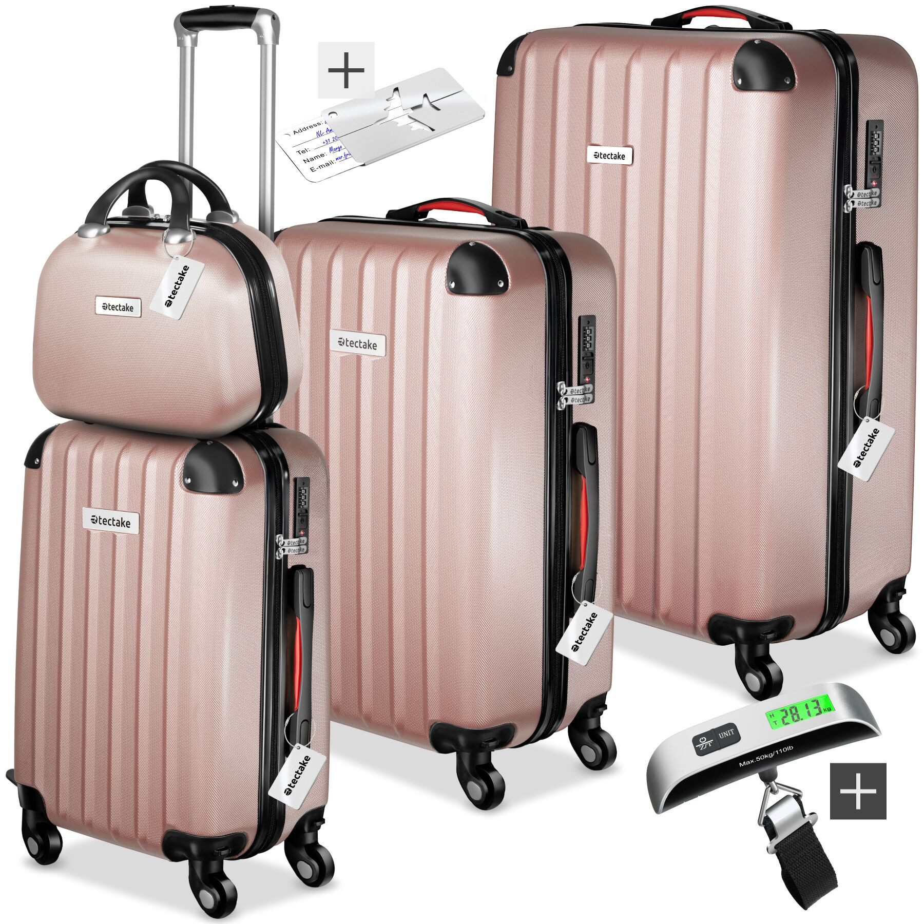 Trolley Hartschalenkoffer-Set 9-teilig mit Kofferwaage und TSA-Zahlenschloss