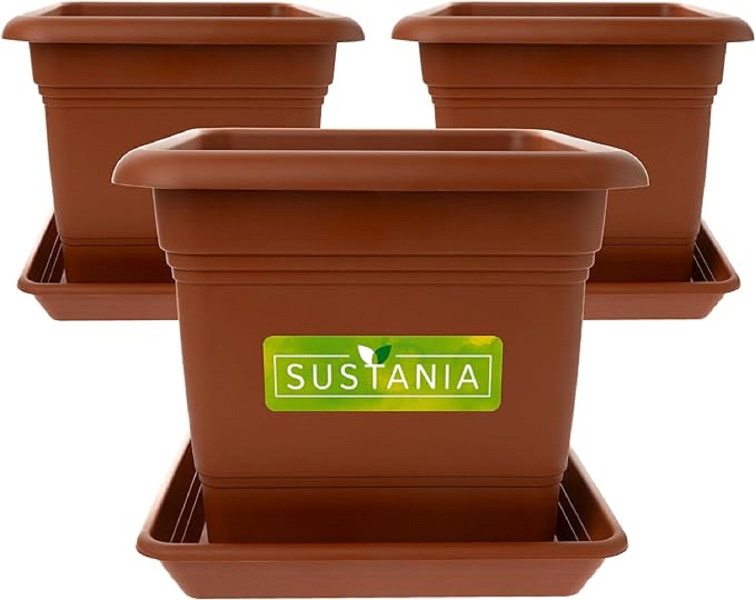 SUSTANIA Blumentopf Pflanzkübel mit Untersetzern (3er günstig online kaufen