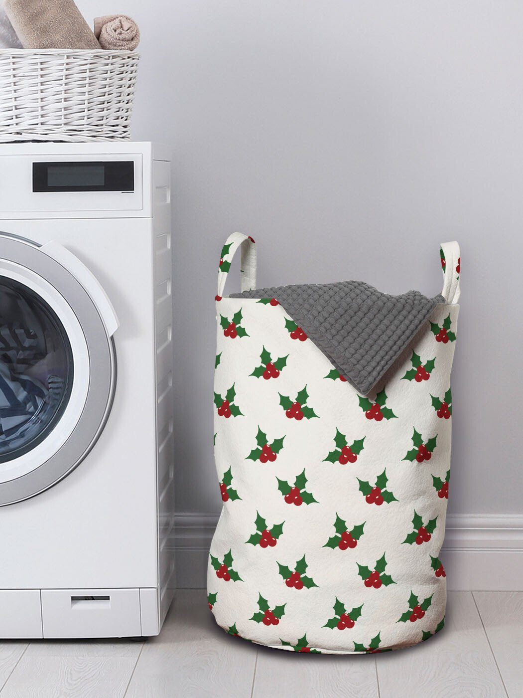 Waschsalons, mit Holly Kordelzugverschluss Wäschesäckchen Abakuhaus für Weihnachten Beeren Wäschekorb Griffen