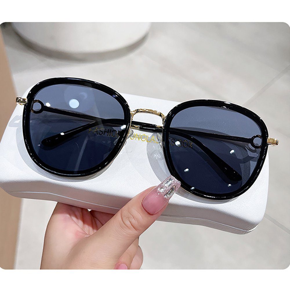 IBETTER Sonnenbrille Sonnenbrille Damen,Halbgestelle Unregelmäßige Farbverlauf Sonnenbrille Schwarzer goldener Rahmen