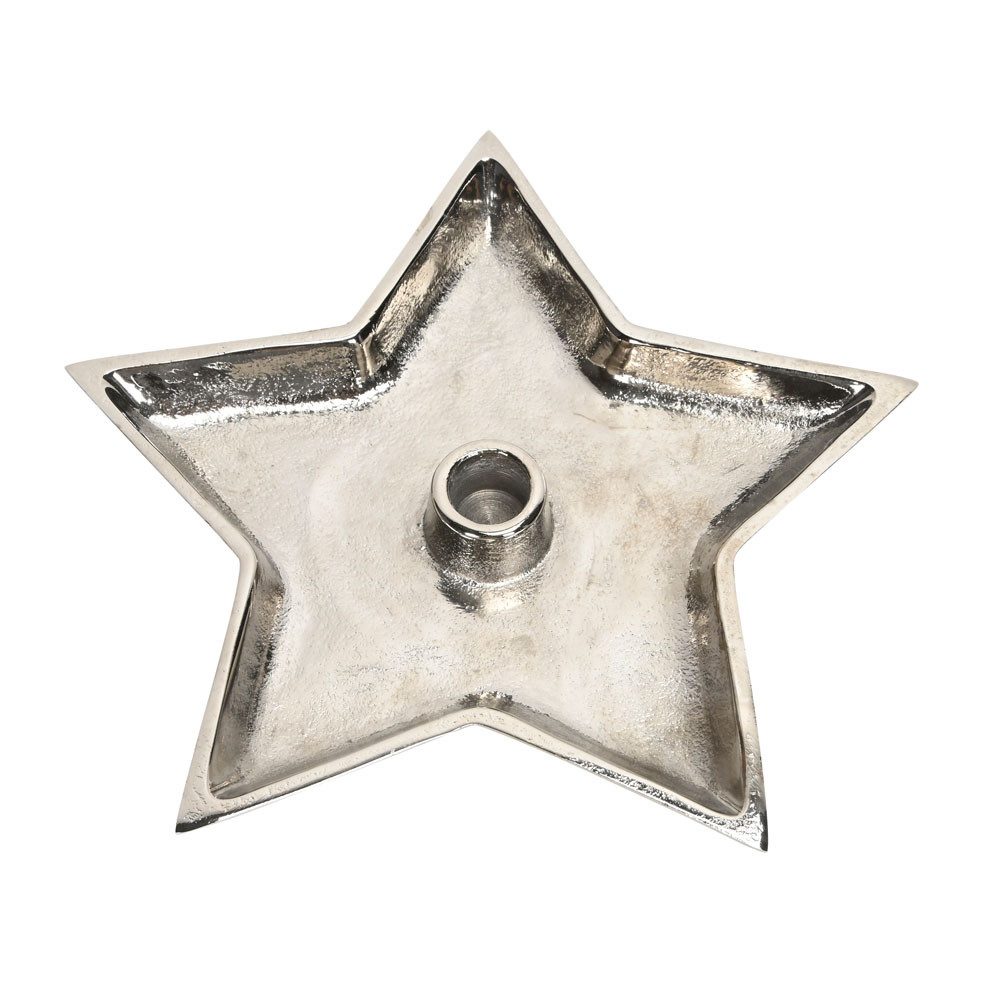Posiwio Kerzenhalter Kerzenhalter SILBERSTERN silber aus Aluminium Kerzenschale sternförmig