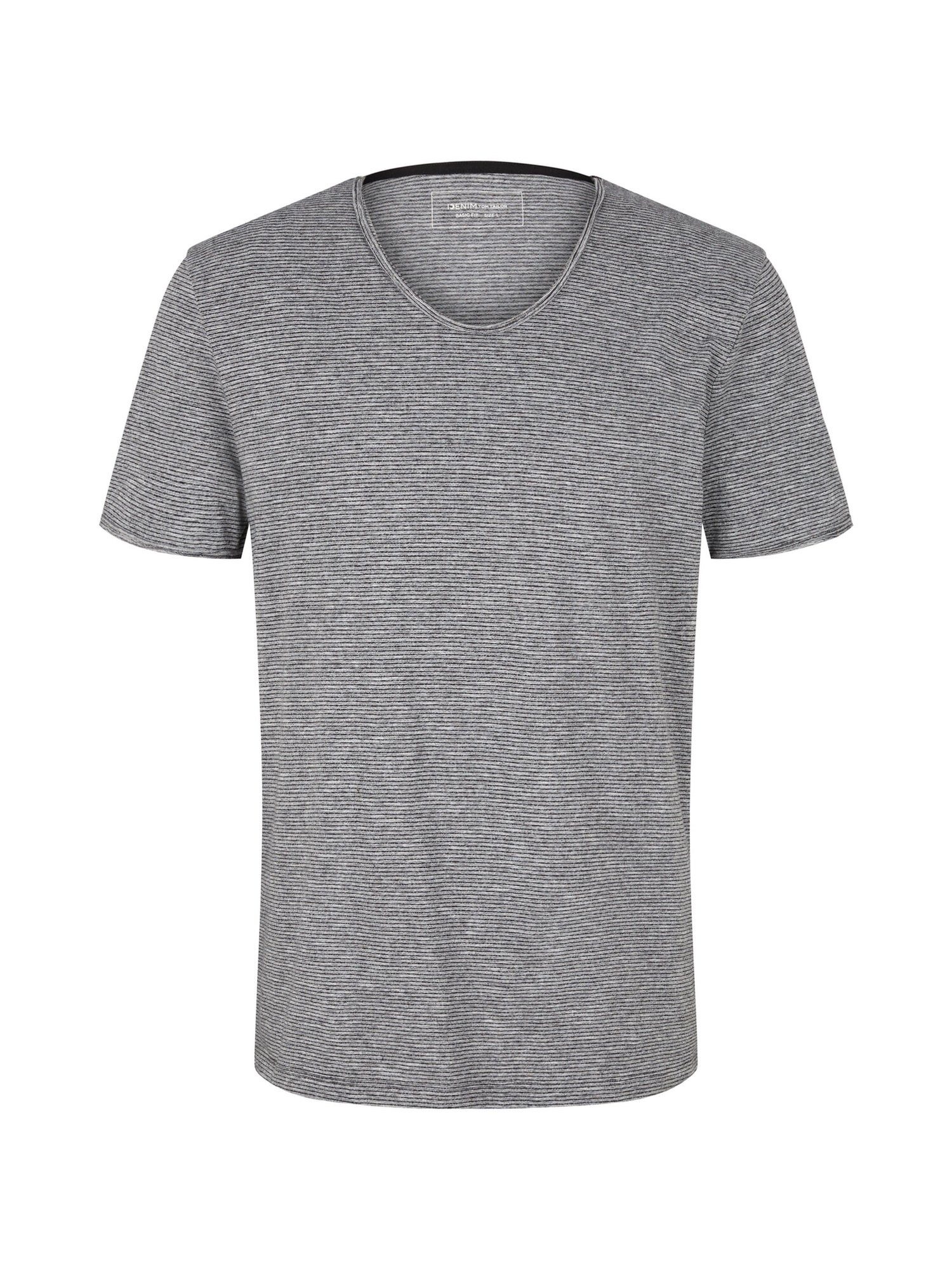 (1-tlg) T-Shirt Kurzarmshirt gestreift schwarz T-Shirt TOM TAILOR