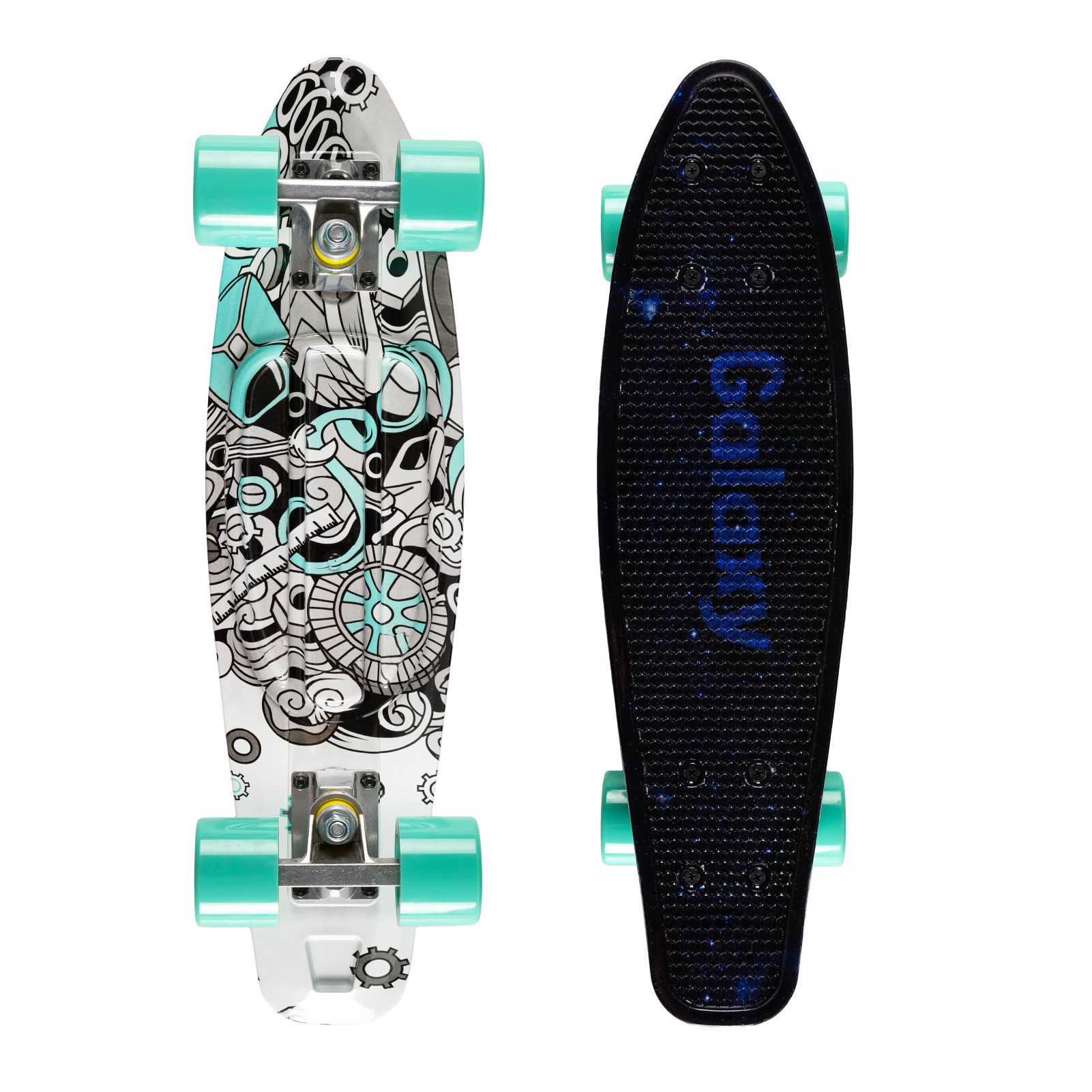 LeNoSa Miniskateboard QKIDS GALAXY Skateboard ABEC-7 Lager • 60 mm PU-Rädern (1-St), verschiedene Motive