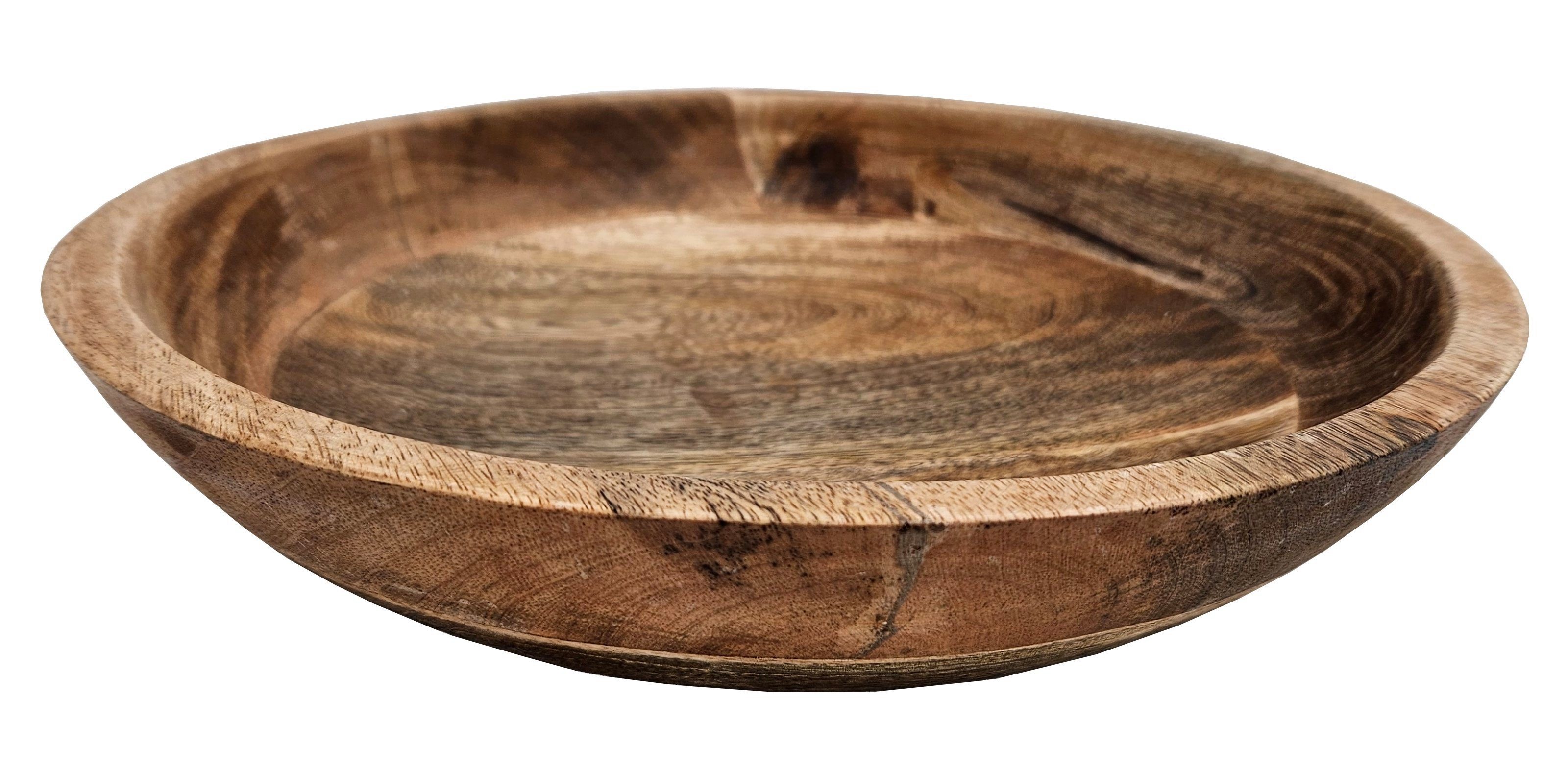Dekoschale Holzschale Mangoholz rund Schale für Lebensmittel natur braun Ø 30 cm