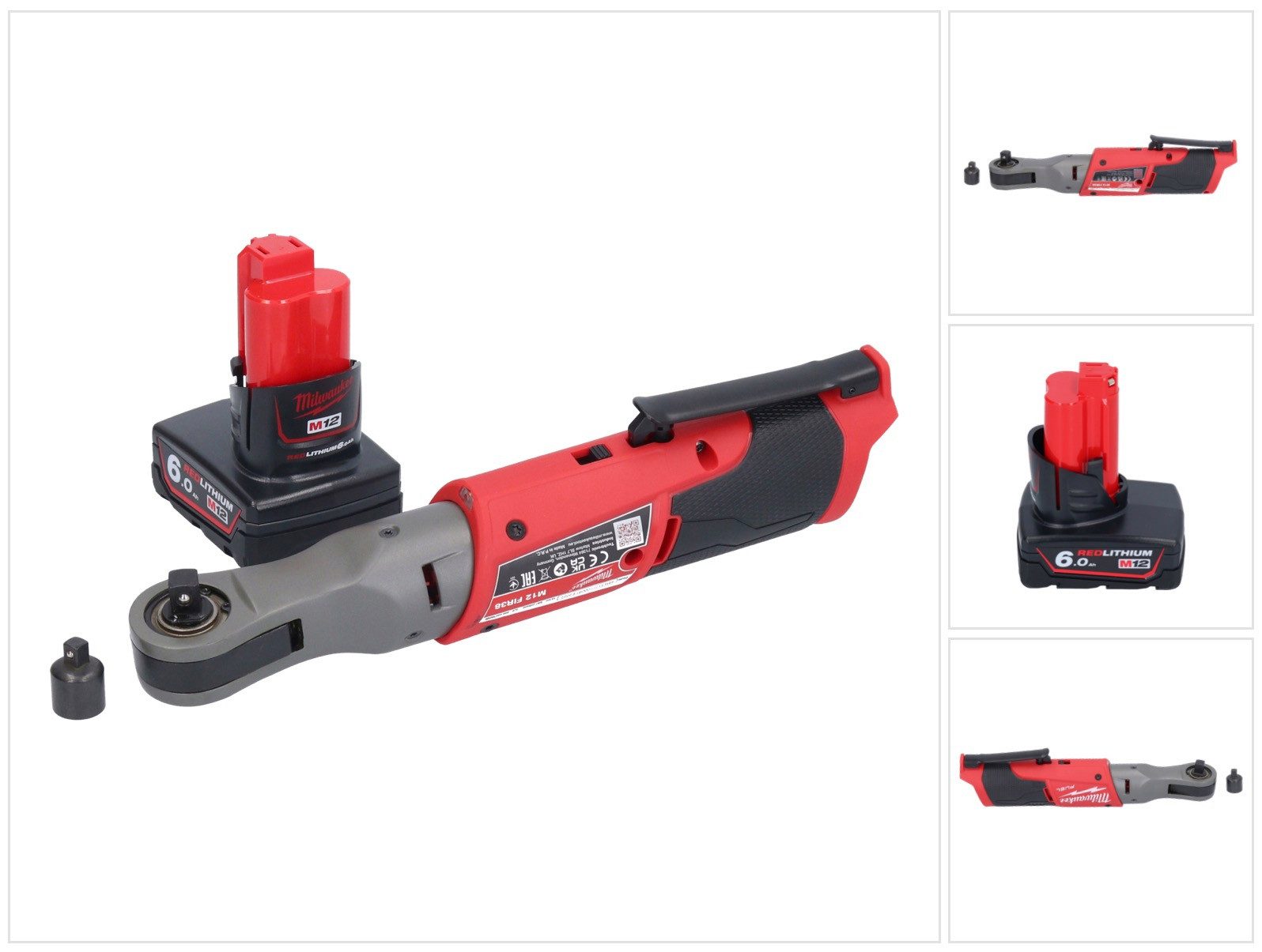 Milwaukee Umschaltknarre M12 FIR38-601 Akku Ratsche 12 V 75 Nm 3/8" 1/4" + 1x Akku 6,0 Ah - oh