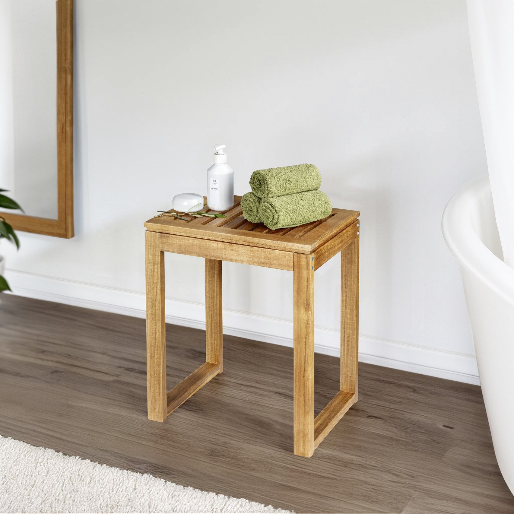 WENKO Badhocker Fondi, fürs Badezimmer aus Akazienholz, auch als Ablage nut günstig online kaufen