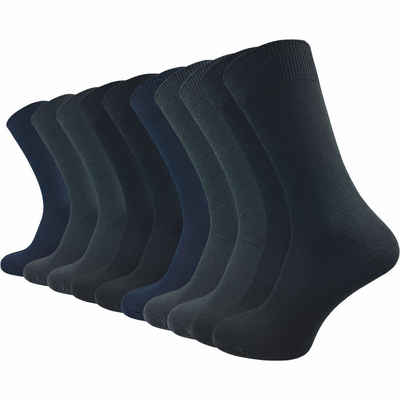 GAWILO Basicsocken aus 100% Baumwolle für Herren in 3 Farbkombinationen ohne Gummidruck (10 Paar) natur-, blau- & dunkle Töne - ideale Ergänzung Ihres Socken Sortiments