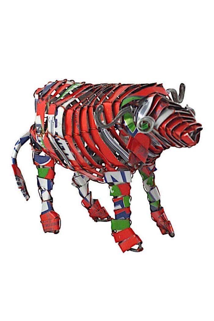Little Zim Tierfigur Recycling Blechtiere - Büffel - M, Handgefertigt · Getränke- und Blechdosen · Unikat