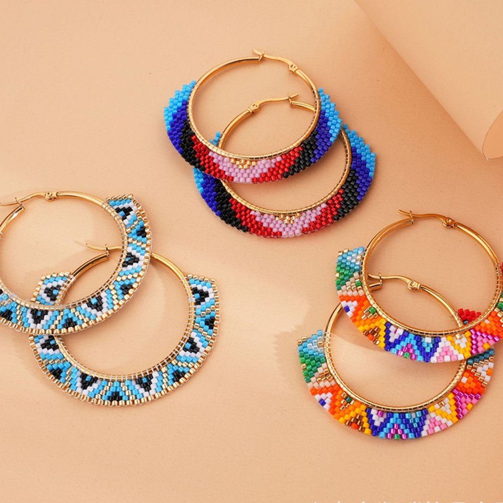 bunt2 Paar Schmuck für (1-tlg), Geschenke Ohrstecker, Ohrhaken Geburtstag, Dekorative Retro, Ohrstecker für Boho-Stil Paar Party, baumelnd, Frauen