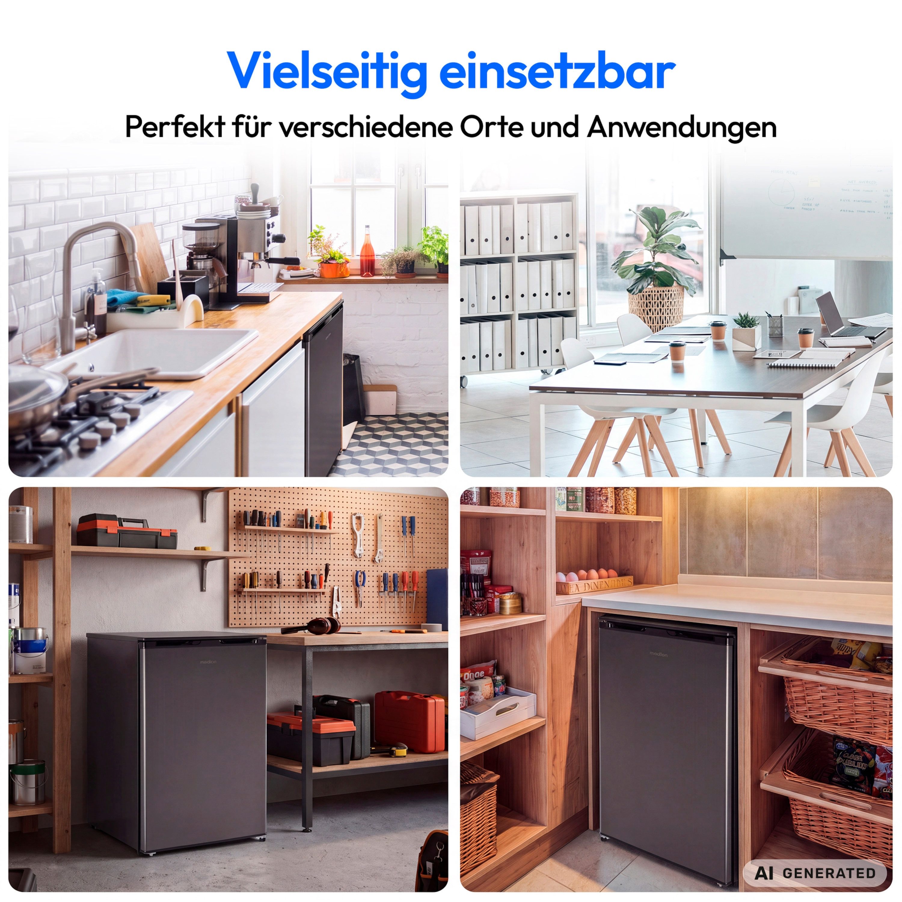 Medion® Kühlschrank MD370033, 85 cm hoch, 47.5 cm breit, 90L Gesamt-Nutzinhalt, Inverter Kompressor Technologie – Bild 4 von 5