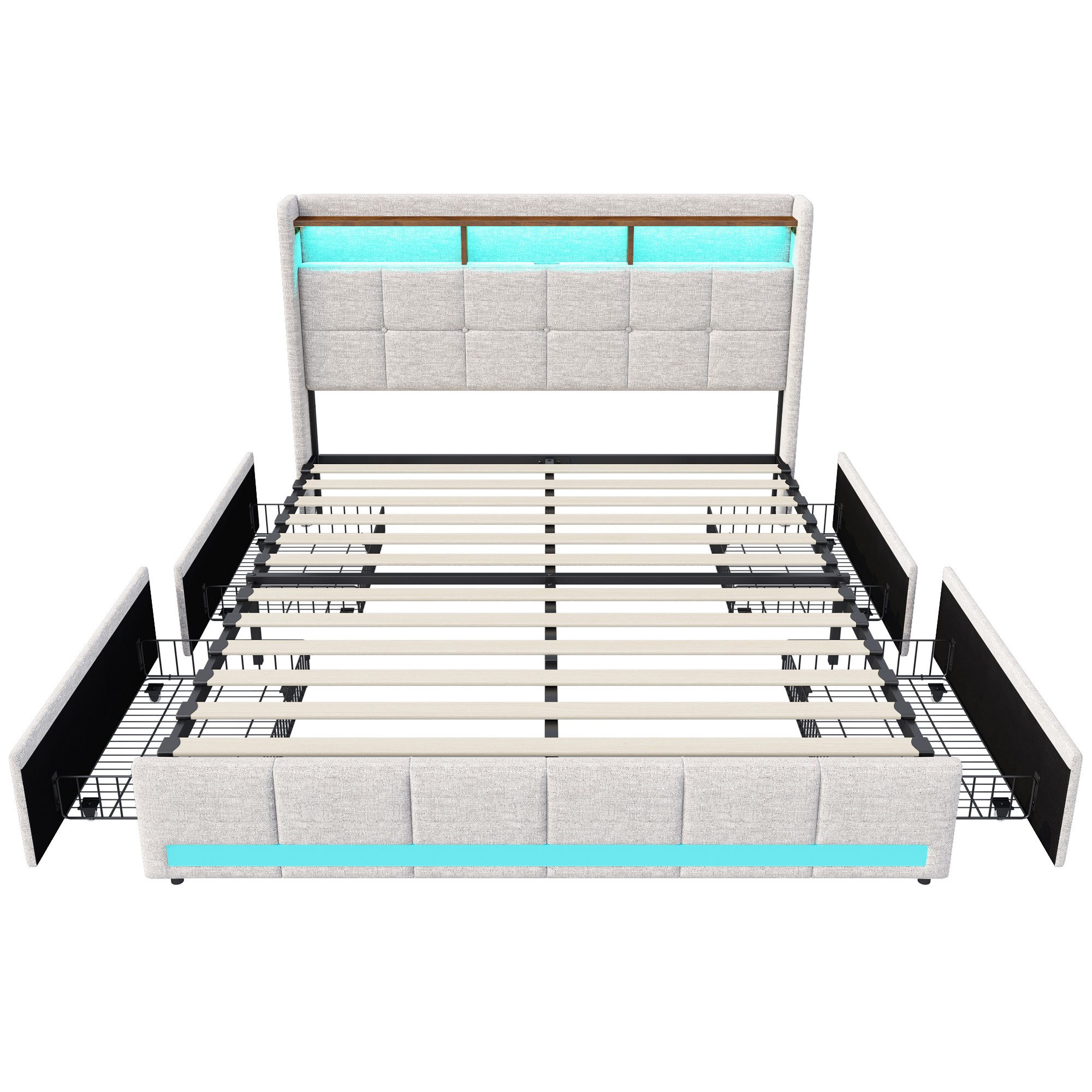 Furnishings Home Polsterbett LED Doppelbett 140x200cm, Stauraumbett mit Kop günstig online kaufen