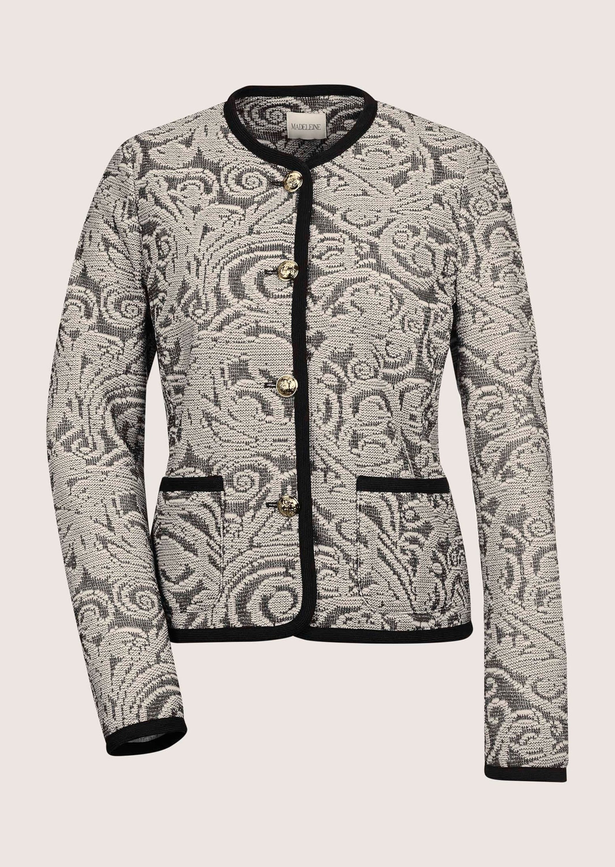 MADELEINE Kurzblazer Kragenloser Kurzblazer im Couture-Style