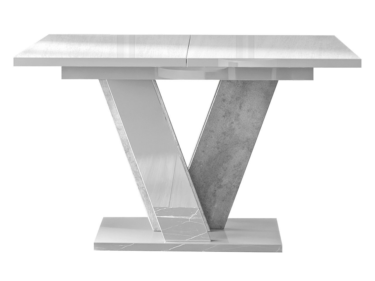 (Ausziehbarer), cm Weiß befindet der MIRJAN24 Esstisch Hochglanz / Tischplatte, Einlegeplatte 120-160x90x75 Beton Viney sich unter
