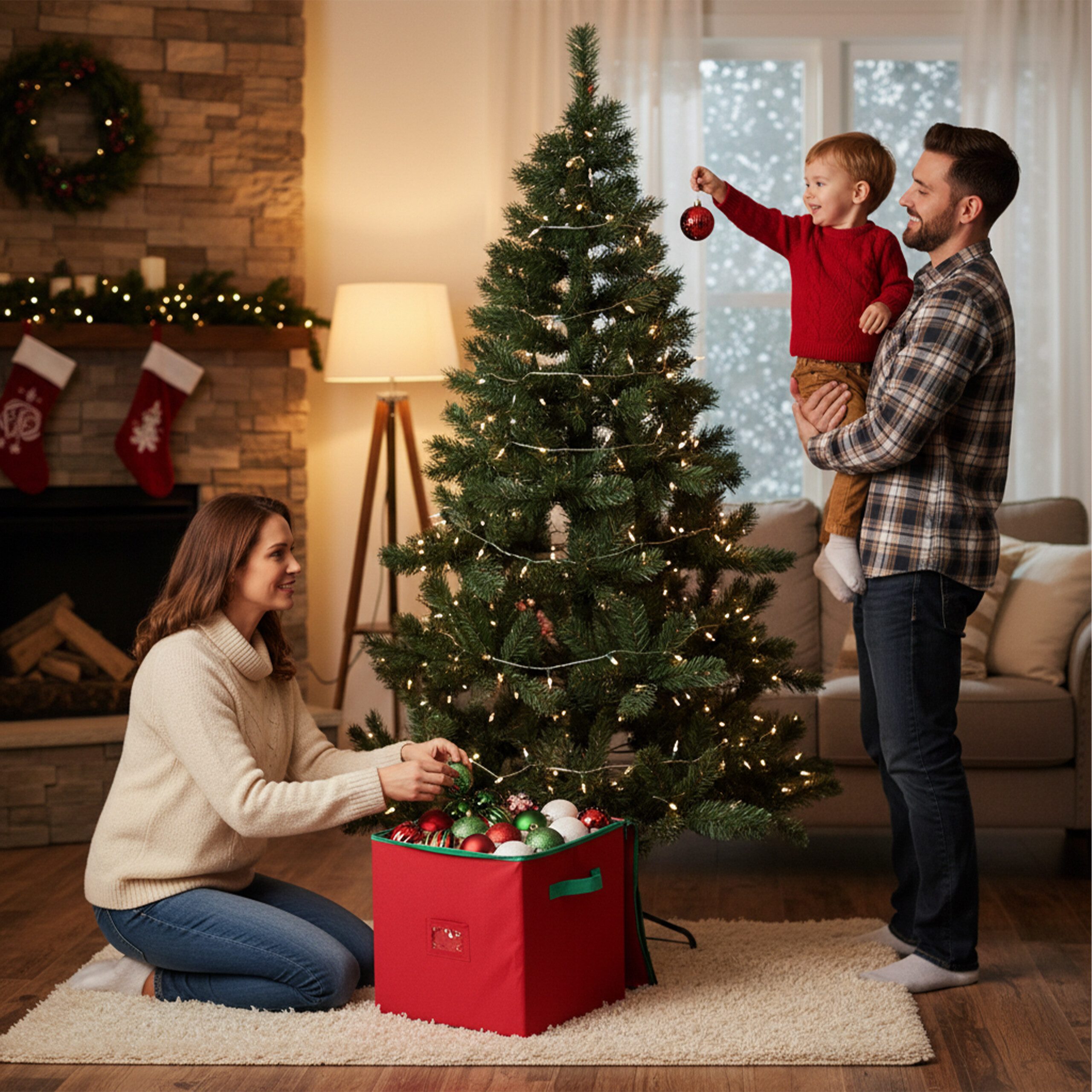relaxdays Aufbewahrungsbox Weihnachtskugel Aufbewahrungsbox, rot