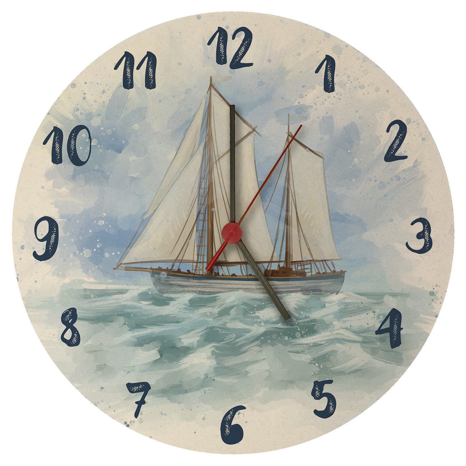 speecheese Wanduhr Segelschiff Wasserfarbenoptik Wanduhr aus günstig online kaufen