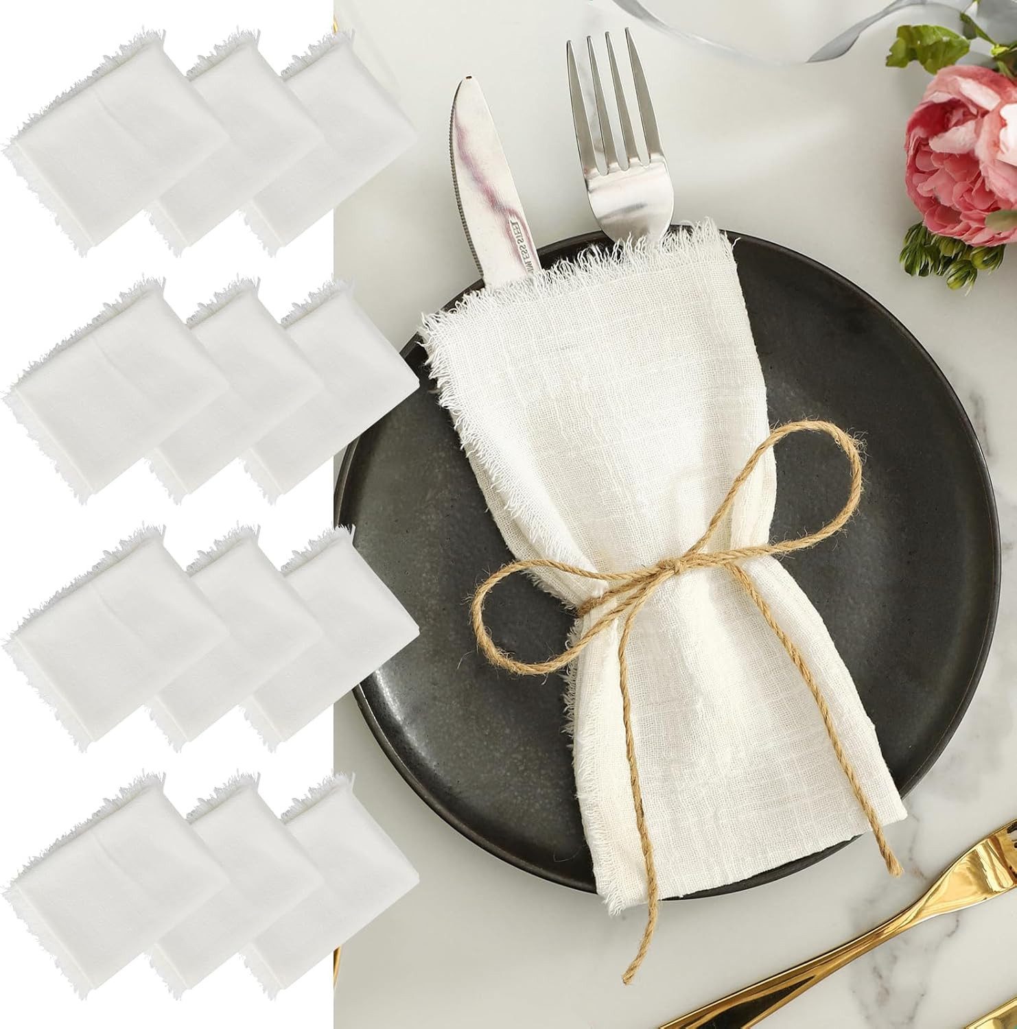 Coonoor Stoffserviette 8 Stück Tischservietten Stoff mit Fransen, 45x45cm Leinenservietten, (4 St), für Hochzeiten, Geburtstage, Halloween, Weihnachtsdekoration