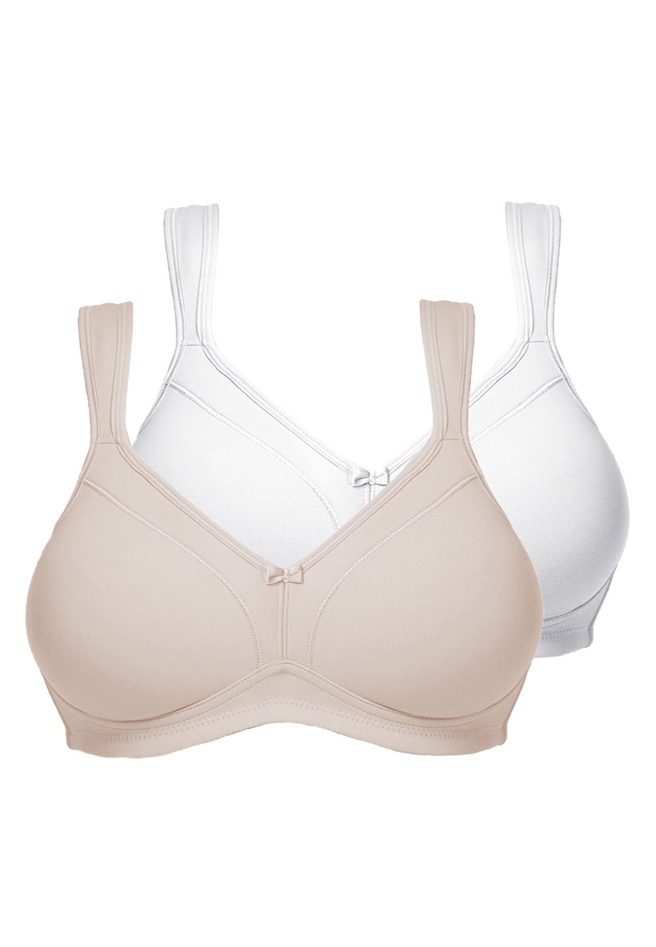 Susa Bügelloser BH 2er Pack Comfort Topsy (Spar-Set, 2-tlg) BH ohne Bügel - Nahtlose Cups, Sorgt für sicheren Halt Weiß/Cappuccino