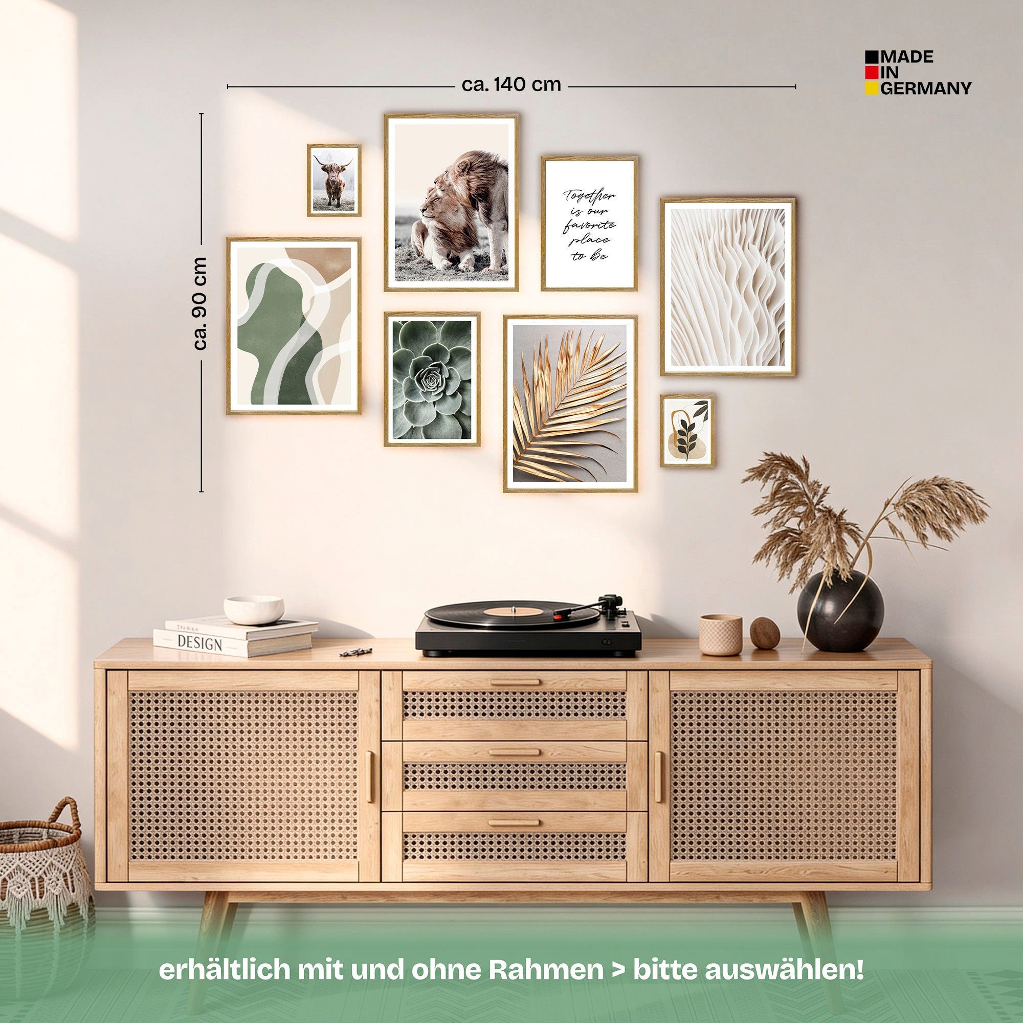 ARTFAVES Bilder-Collage Poster Set Abstract Nature I mehrteilige Bilderwand I Wandbilder Beige, (Wandbilder modern, 8 St)