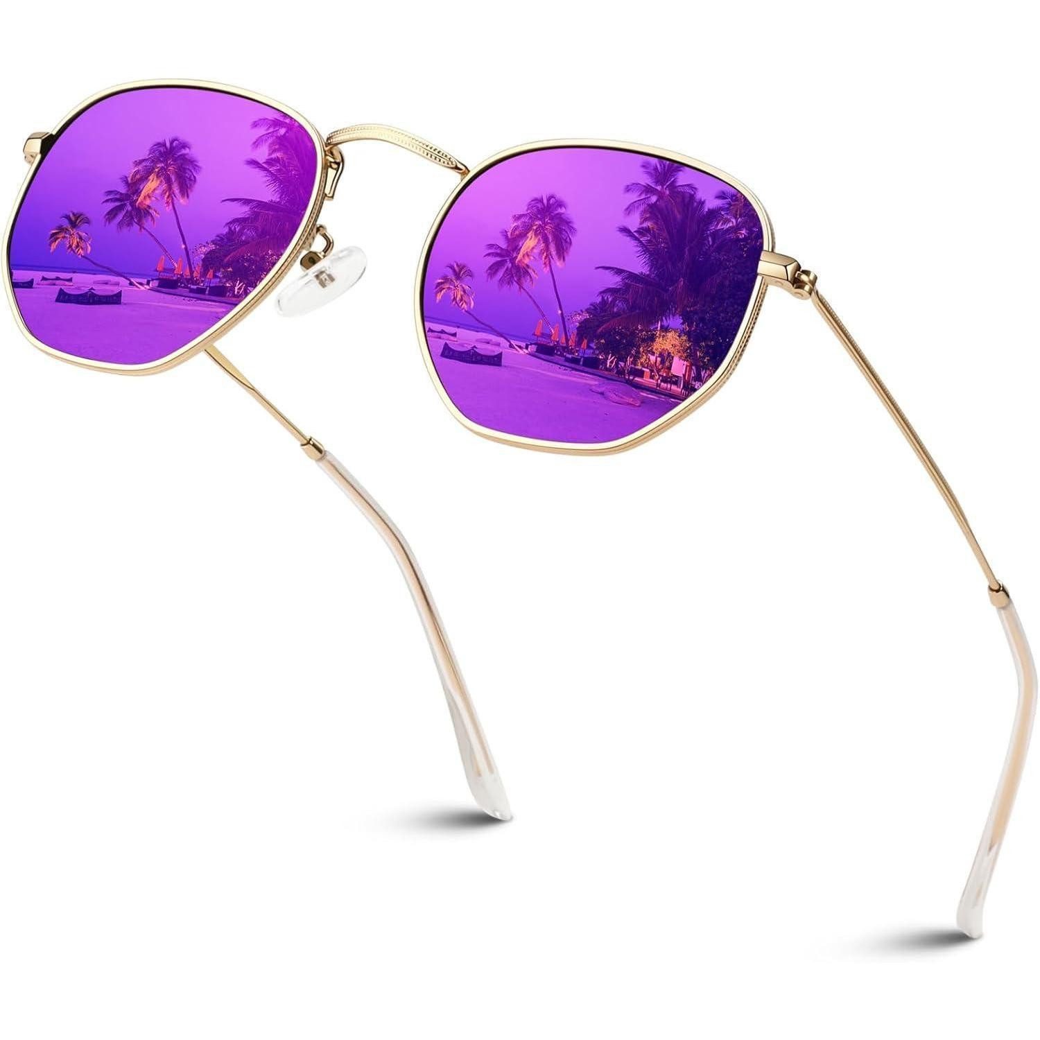 LuxusKollektion Sonnenbrille Sonnenbrille Damen Herren Gold Rahmen Lila Verspiegelt Linse