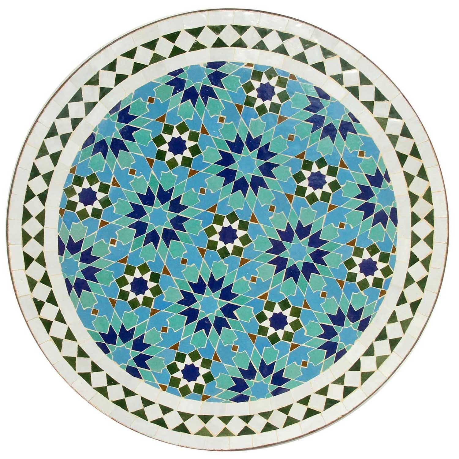 Casa Moro Gartentisch Mediterraner Gartentisch marokkanischer Mosaiktisch türkis blau grün (Kunsthandwerk aus Marrakesch, Ø60 cm, Handmade), Bistrotisch Beistelltisch Balkontisch, MT2128