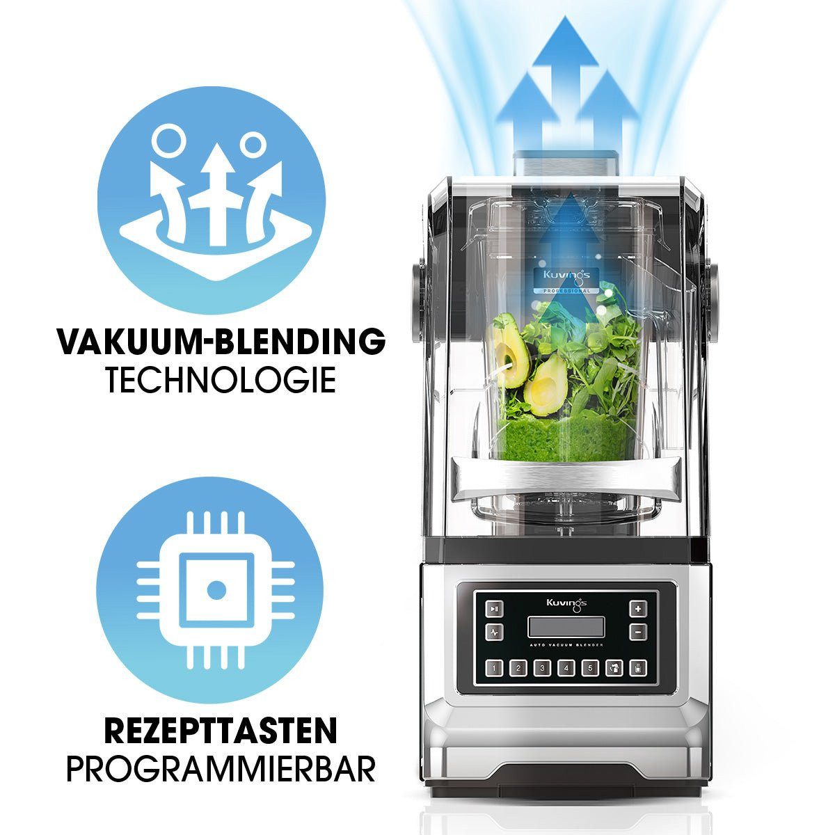 Kuvings Standmixer CB1000 Professional Auto Vakuum Blender, 1700 W, Vakuum-Taste für weniger Oxidation, Bläschen und Schichten