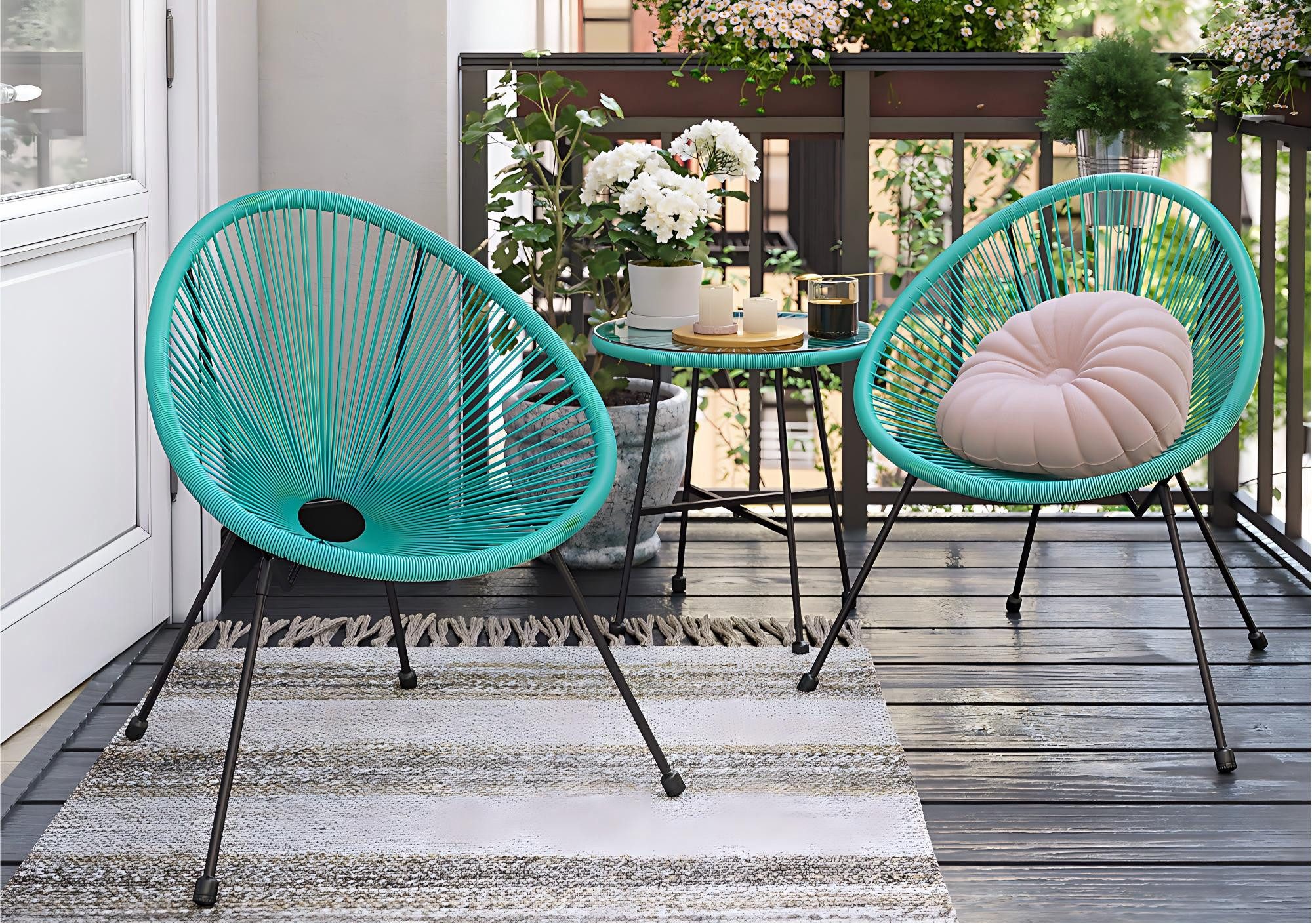 SONGMICS Gartenlounge-Set, (3-tlg., 1 Tisch, 2 Stühle), Gartenmöbel-Set, Sitzgruppe, Balkonset, Terrassenmöbel, für Terrasse