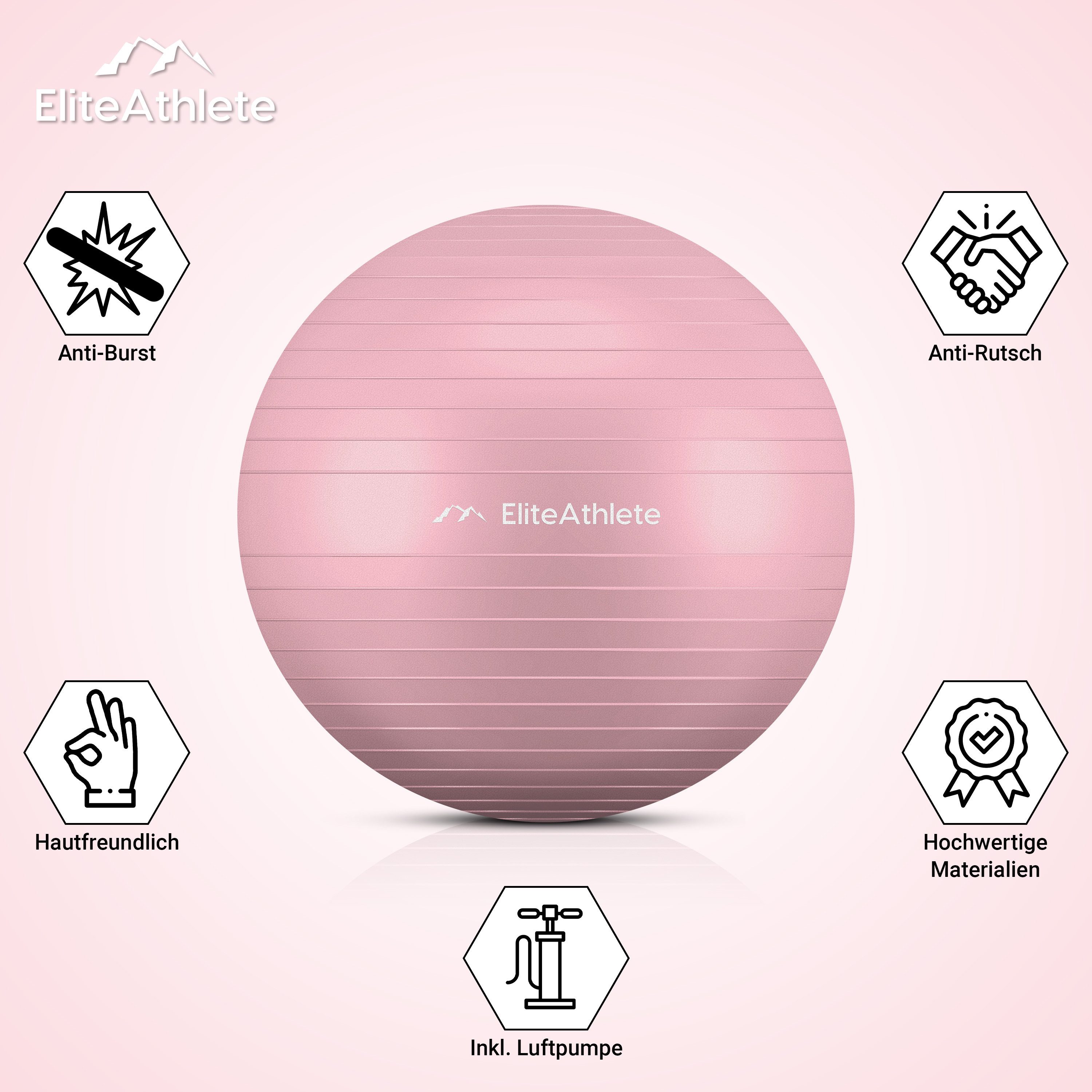 EliteAthlete Gymnastikball Gymnastikball Sitzball Büro ergonomisch - Fitness Yoga Schwangerschaft