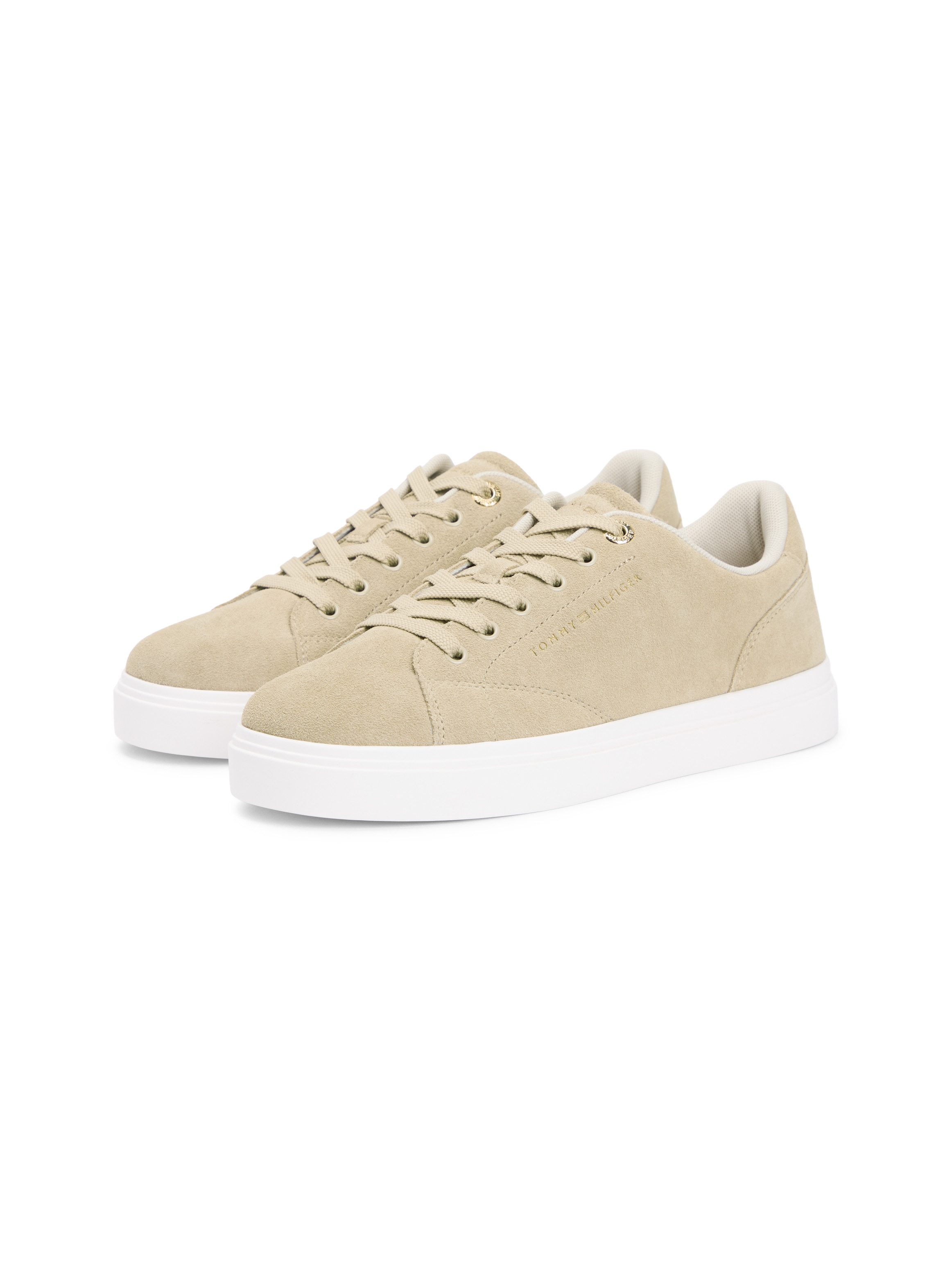 Tommy Hilfiger TH FEMININE CUPSOLE SUEDE Plateausneaker Freizeitschuh, Halbschuh, Schnürer mit Logoschriftzügen
